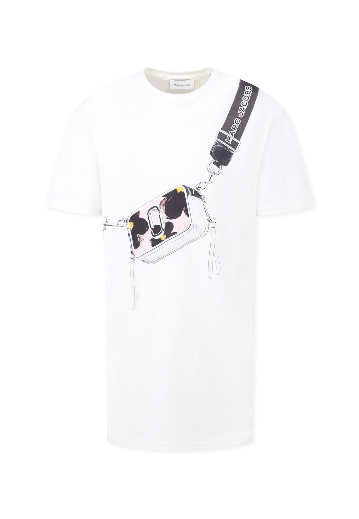 Marc Jacobs White Dress For Girl With Bag Print In White