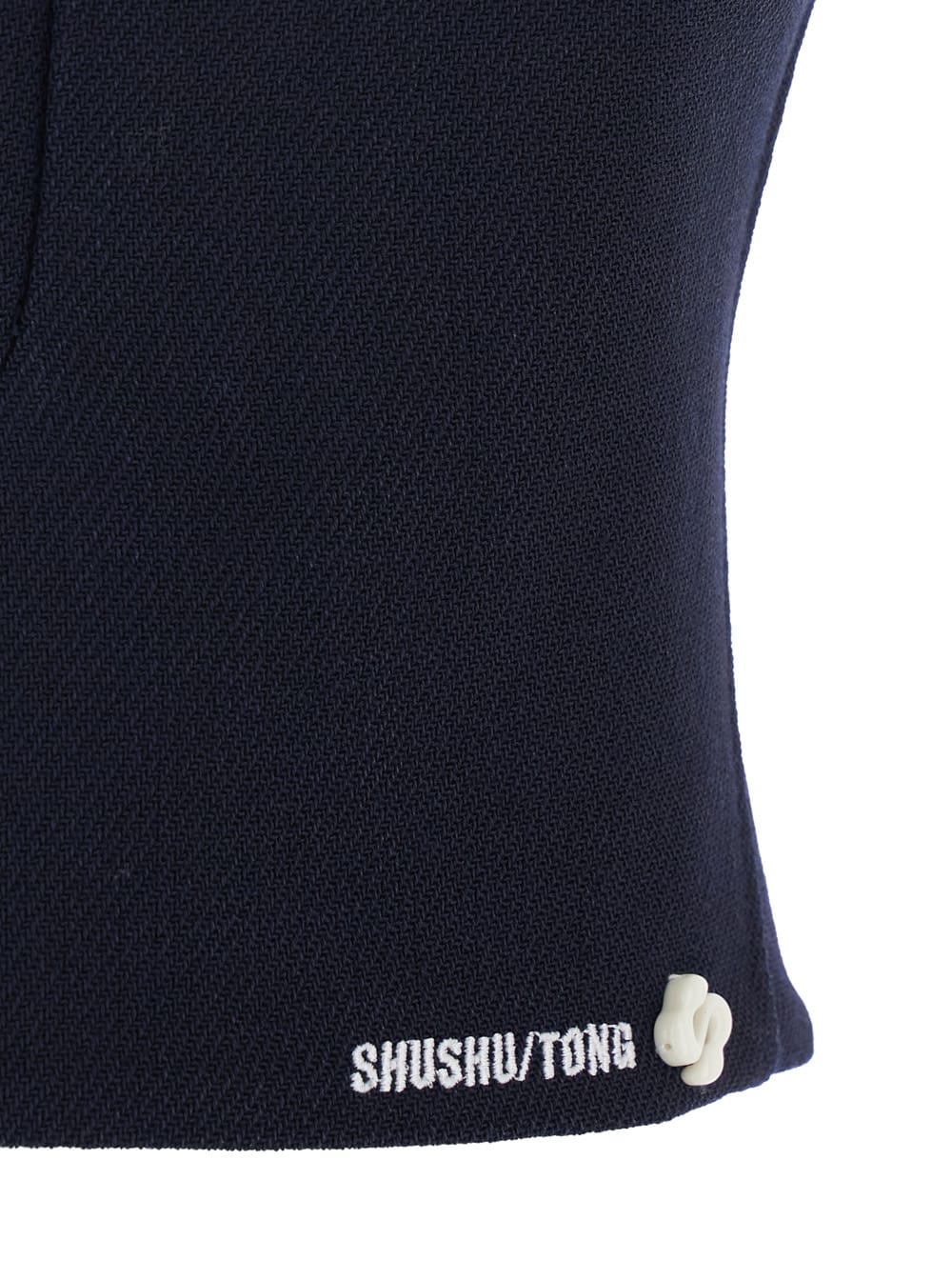 Shushu-tong Black Sleeveless Top With Bow On The Rear And Logo Embroidery On The Front In Wool Woman In Black