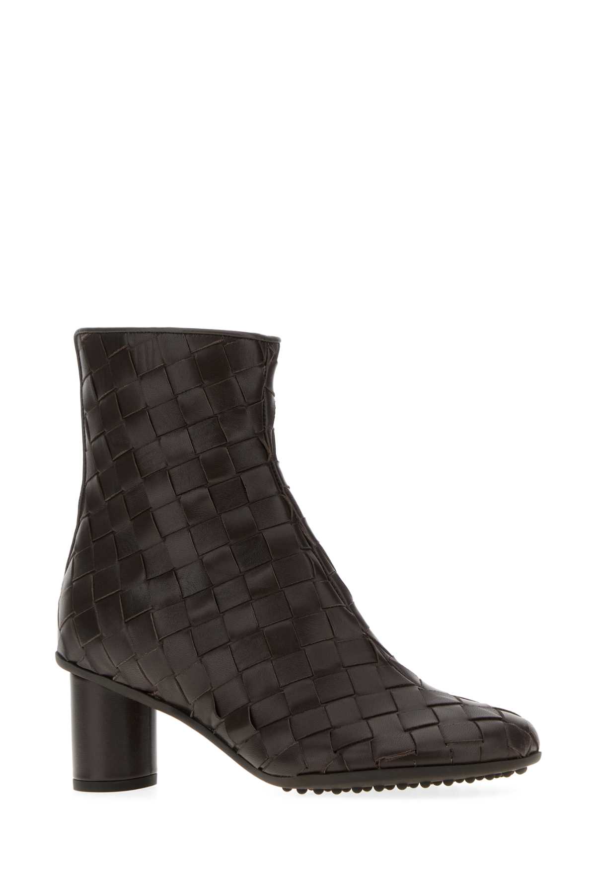 Bottega Veneta Atomic 75 Intrecciato Leather Ankle Boots In Red