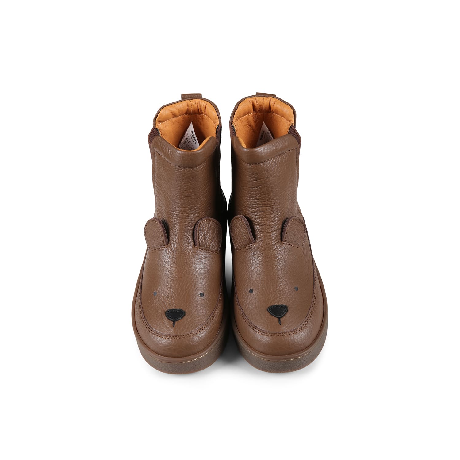 Donsje Brown Ankle Boots For Kids With Bear In Brown