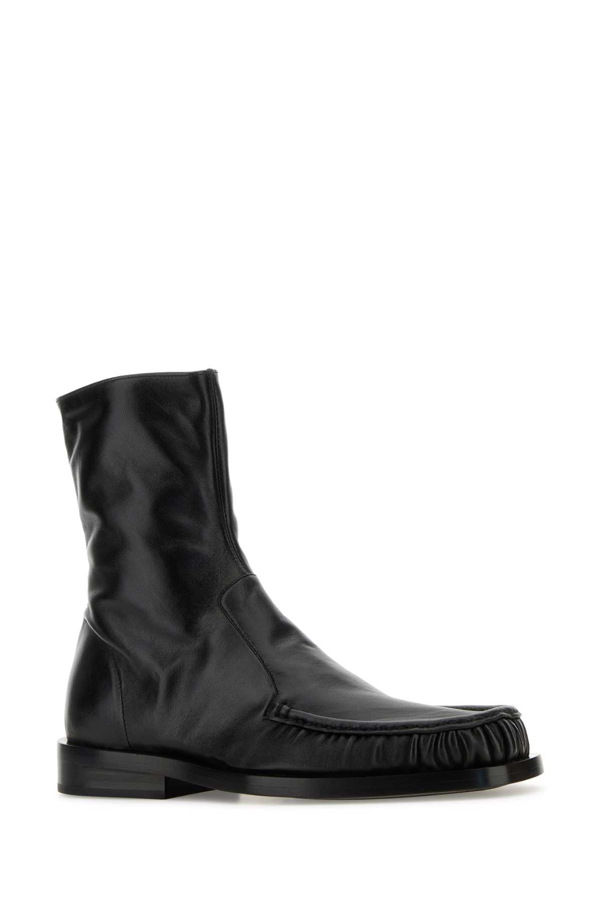 Jil Sander Men Black Leather Ankle Boots In Black