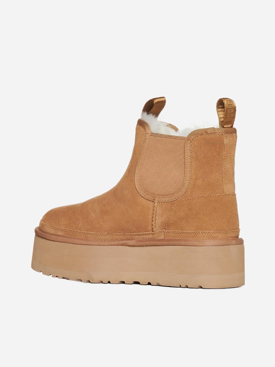 Shop Ugg Neumel Platform Suede Chelsea Boots In Beige