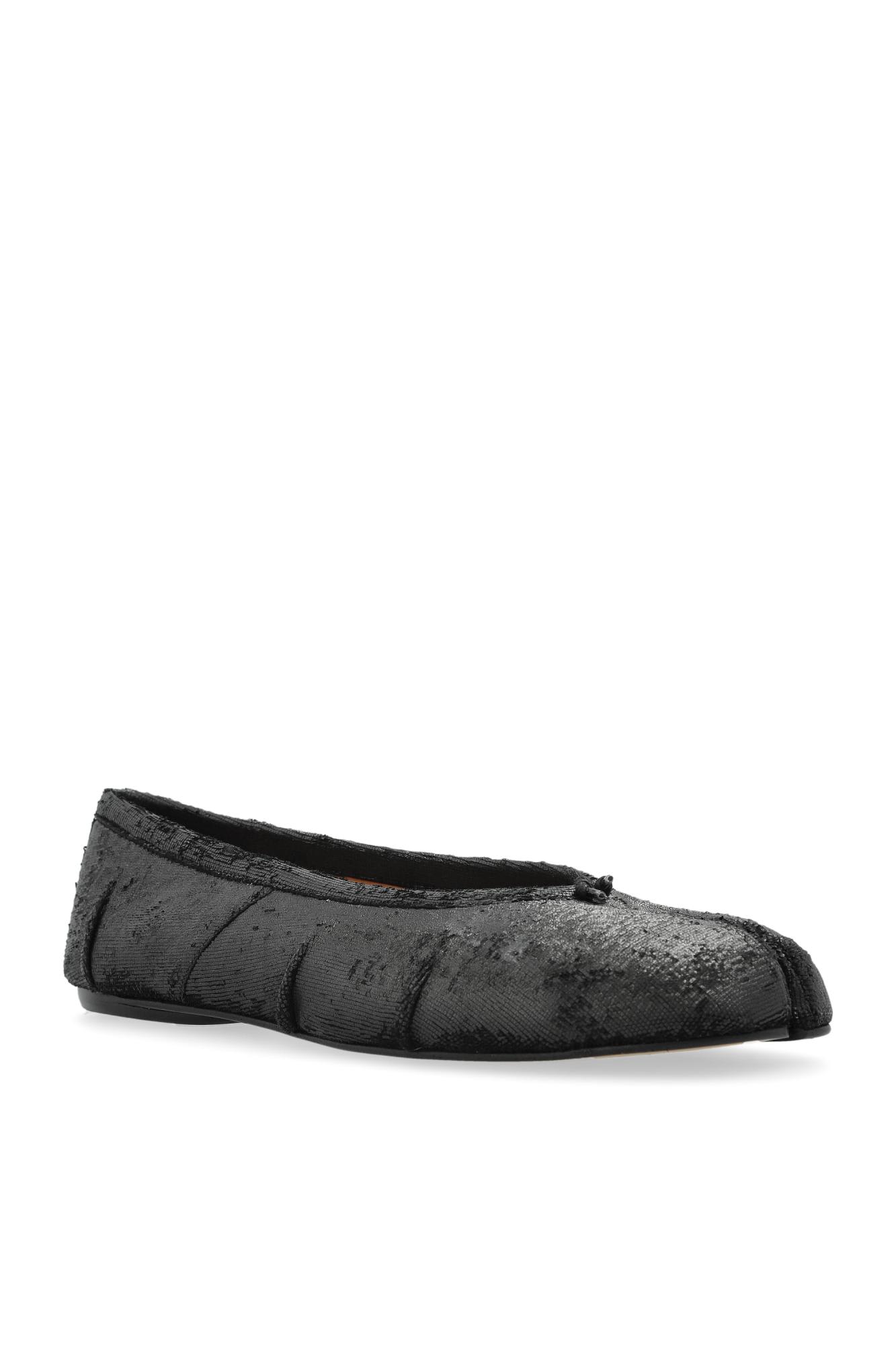 Maison Margiela Tabi Leather Ballerina Flats In Black