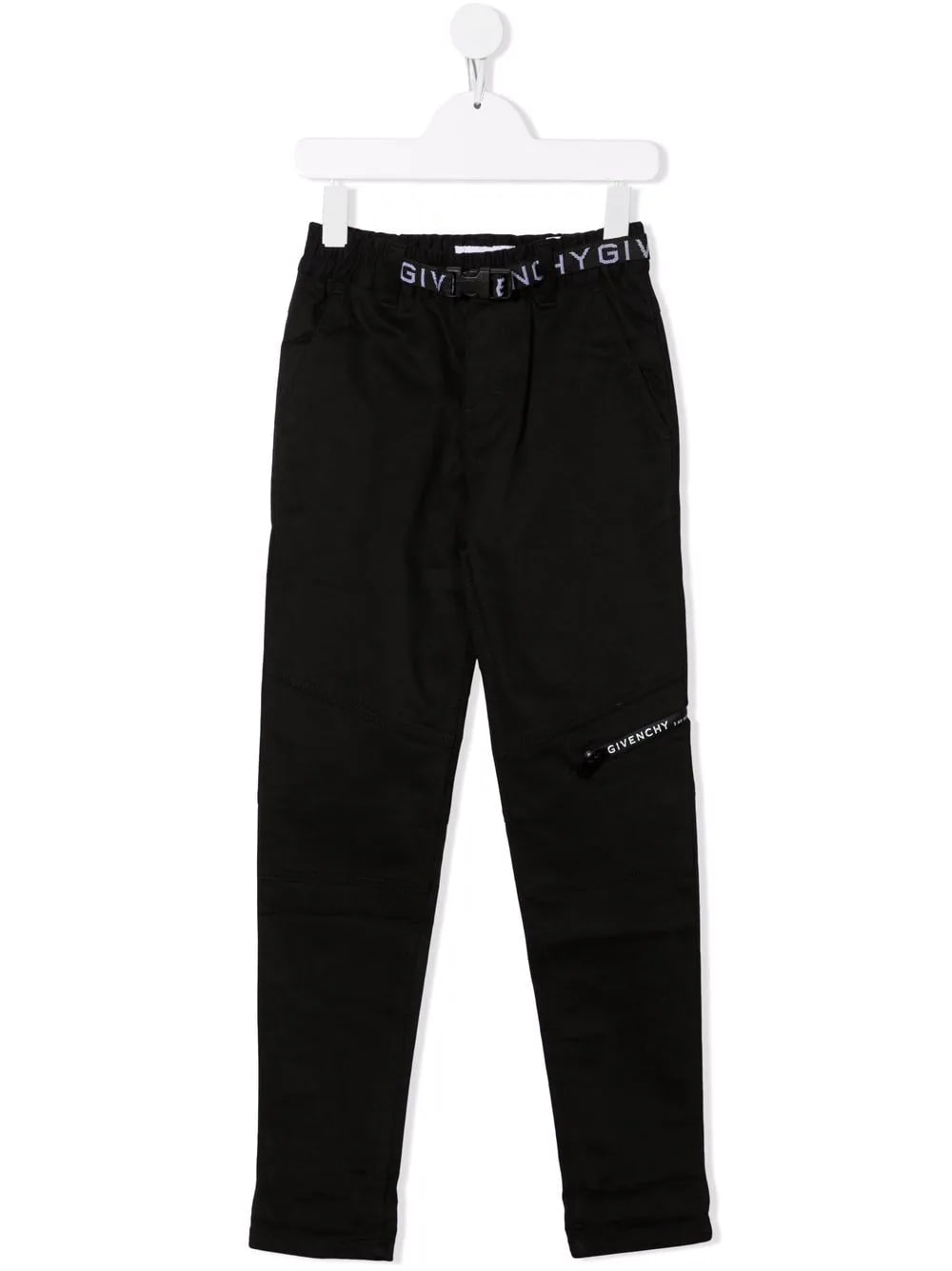Kids Black Trousers With Logoed Belt And Givenchy Atelier Patch