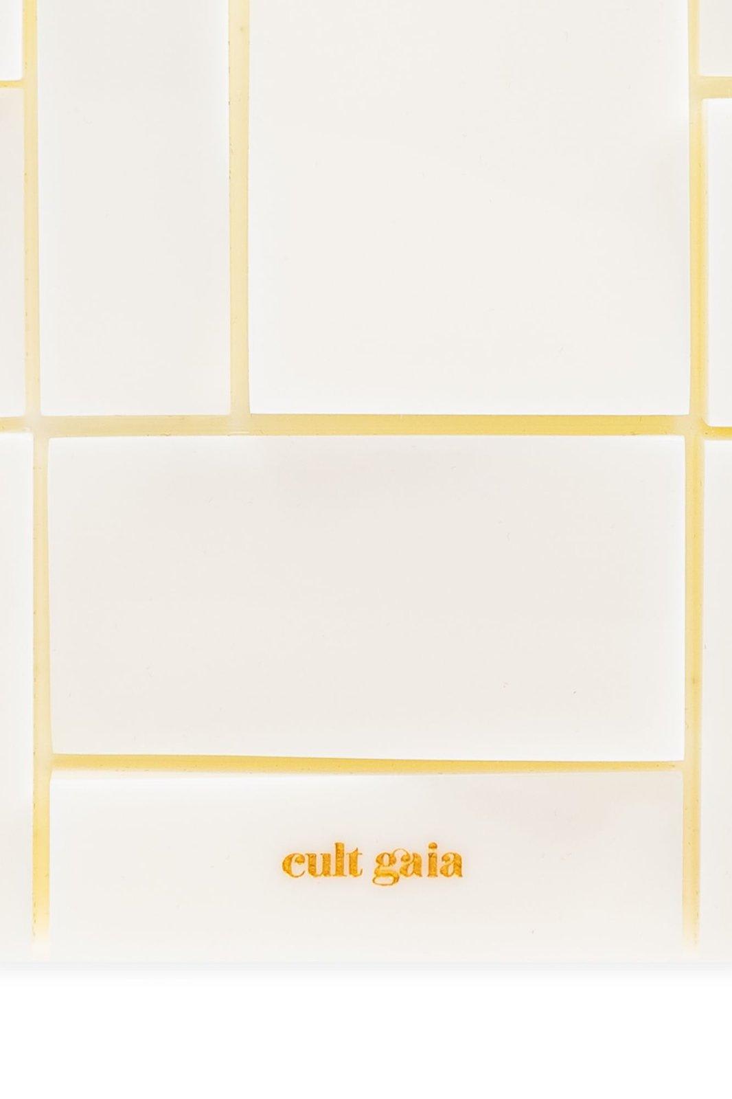 Cult Gaia Galleria Logo Engraved Clutch Bag In White