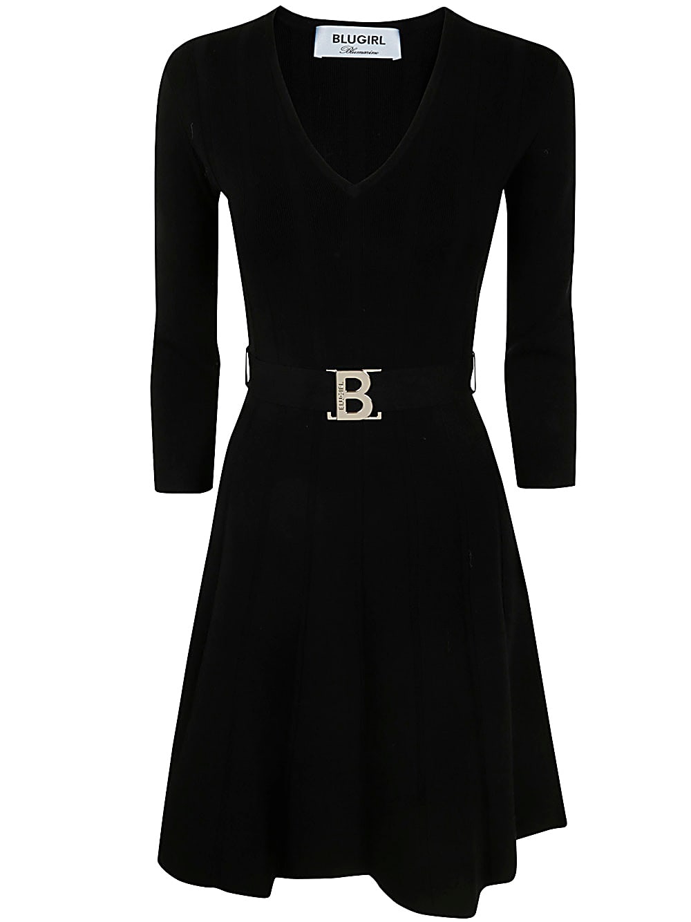 Shop Blugirl Knit Flared Dress In Black