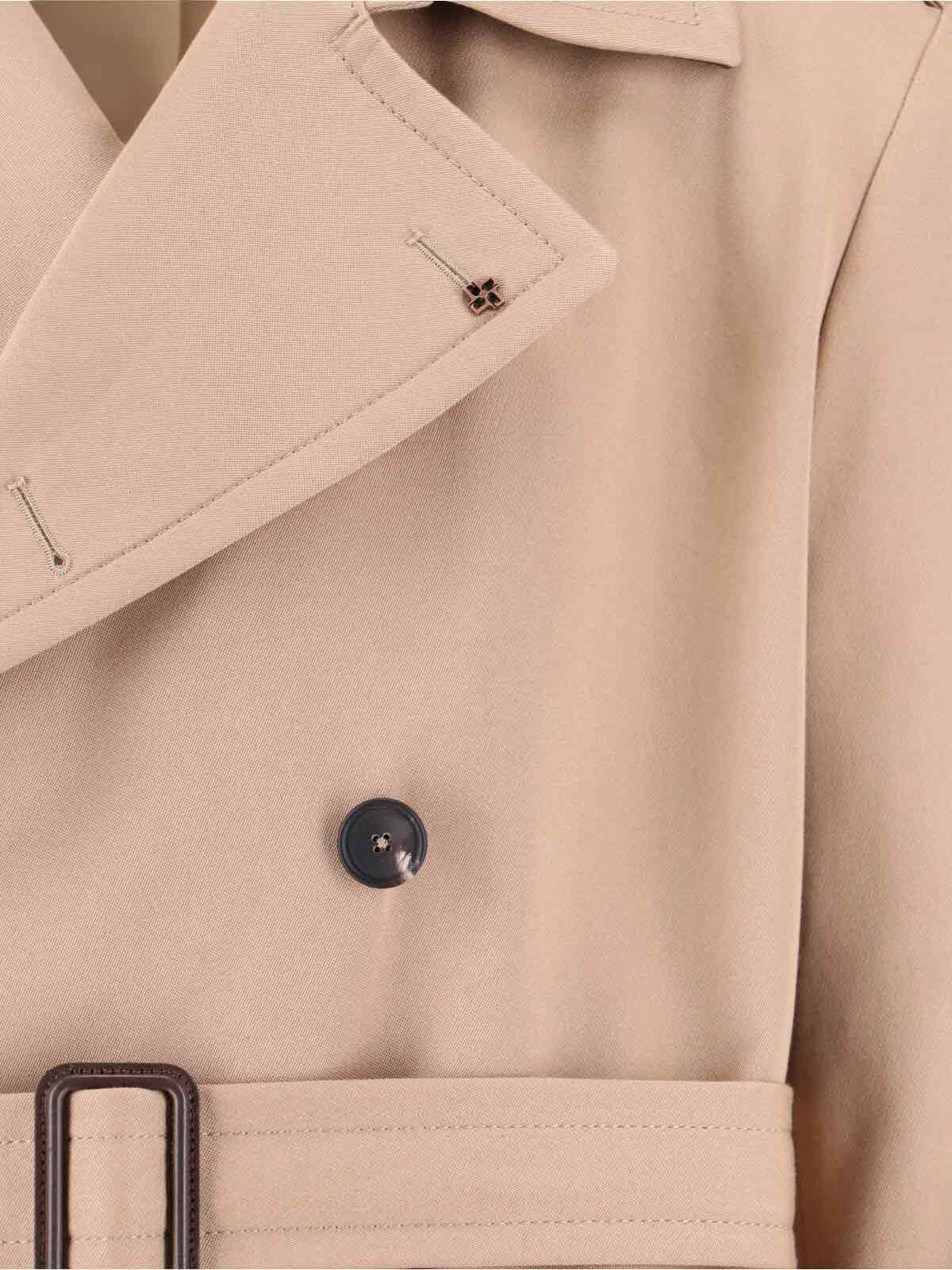 Tagliatore Double-breasted Beige Cotton Trench Coat With Adjustable Belt In Multi