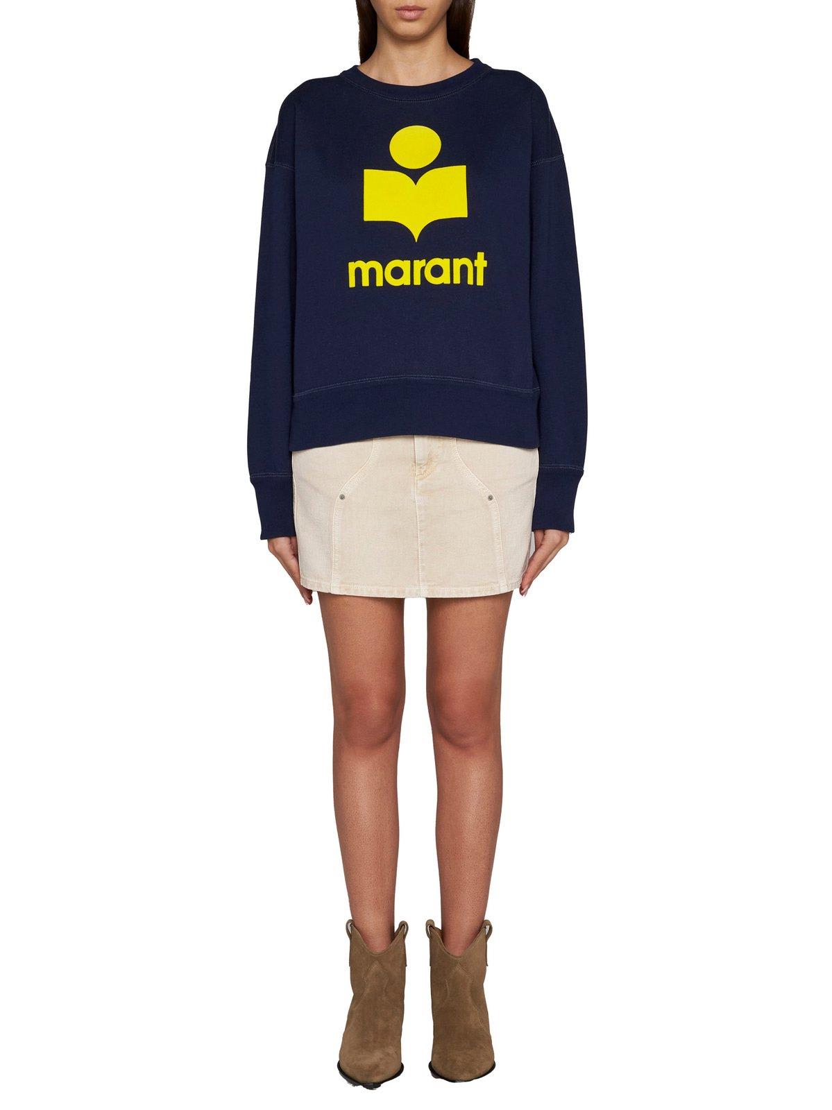 Shop Marant Etoile Logo Printed Crewneck Sweatshirt In Blue
