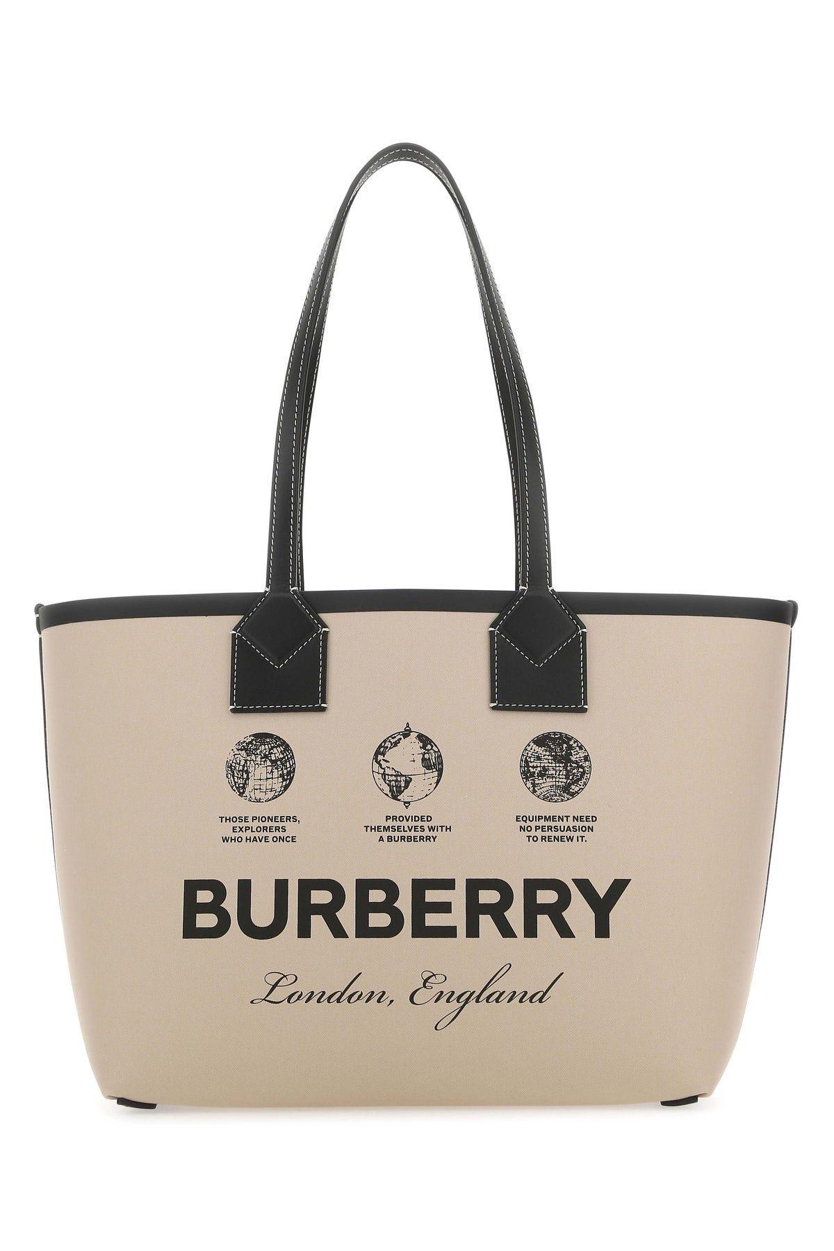 Burberry Cappuccino Canvas Small London Shopping Bag
