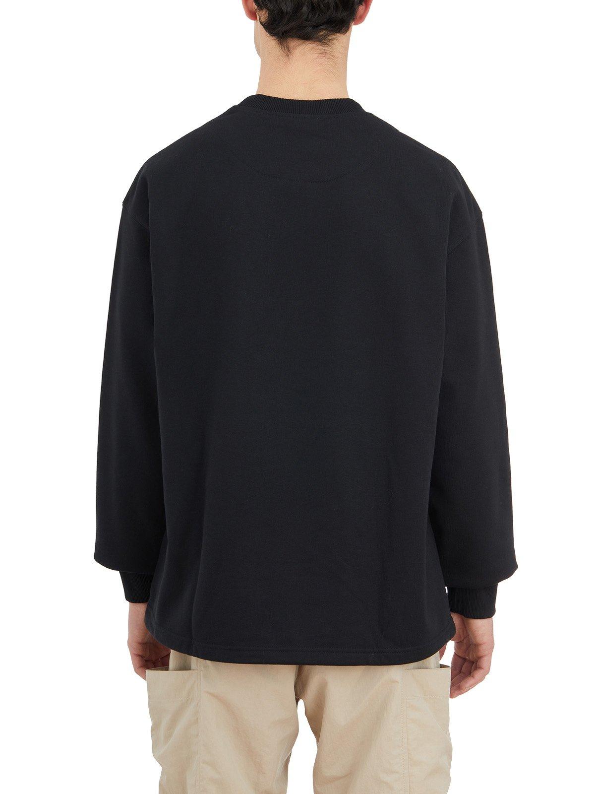 Shop Y-3 Long Sleeved Crewneck Sweatshirt In Nero