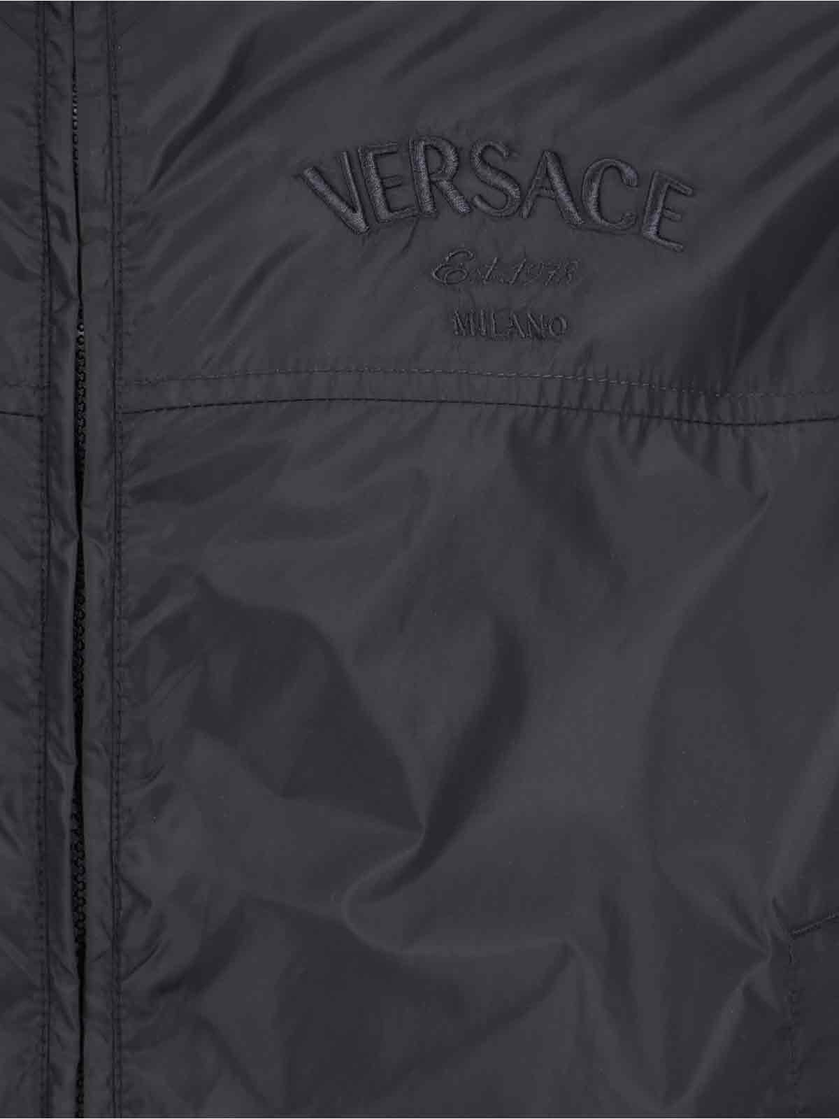 Shop Versace Technical Turtleneck Jacket In Black