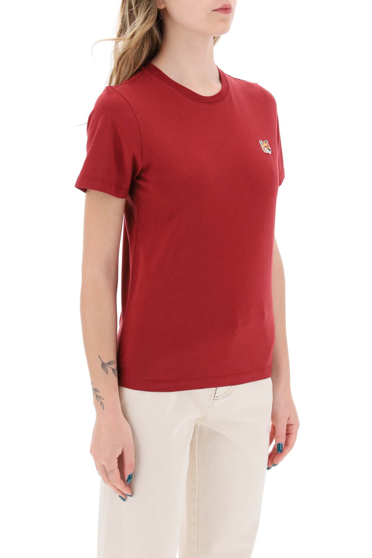 Shop Maison Kitsuné Fox Head Crew-neck T-shirt In Brick Red (red)