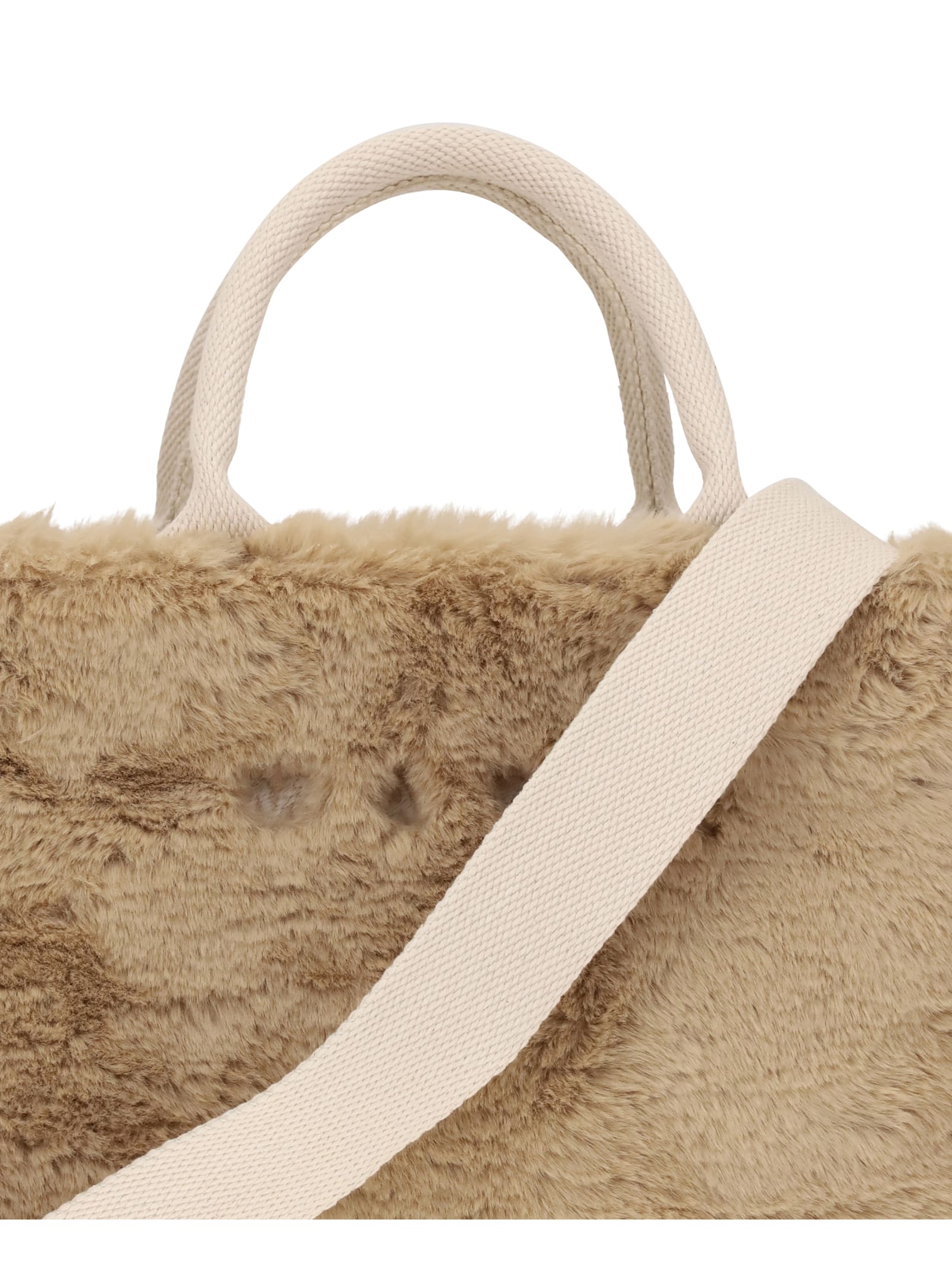 Marni Beige Fur Shopper Bag With Handles