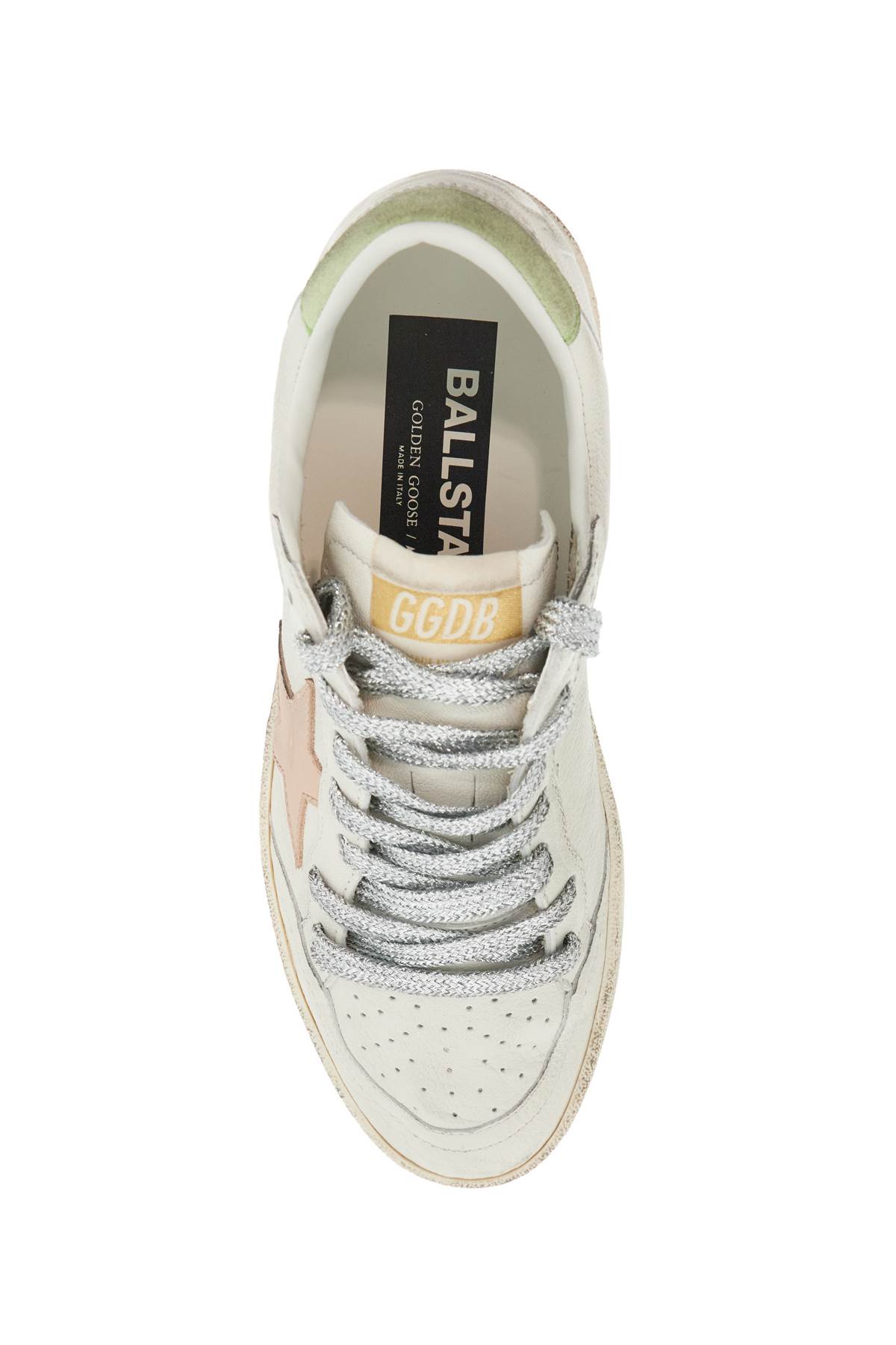 Golden Goose Ball Star Leather Sneakers With Iconic Contrasting Star In Neutral