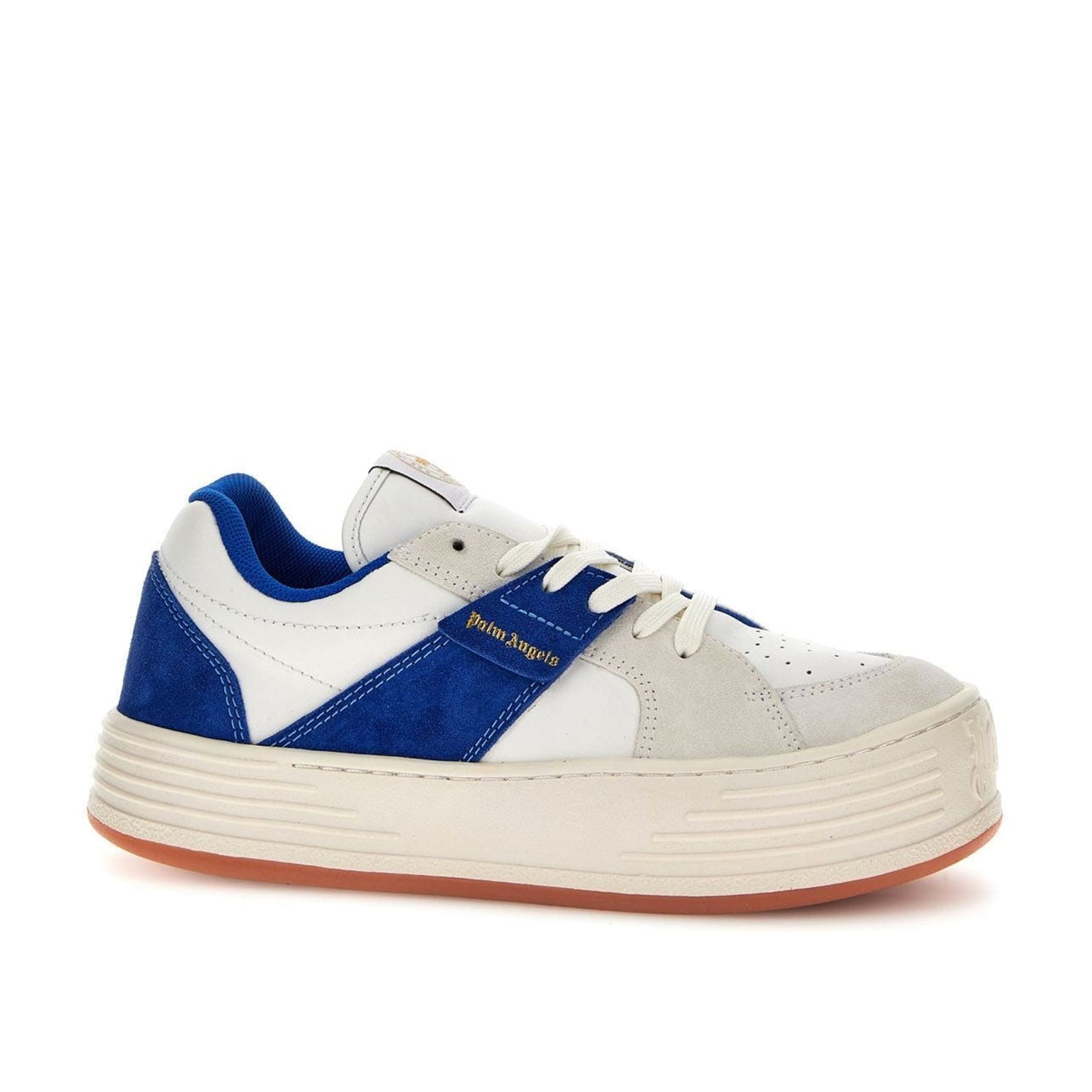 Shop Palm Angels Leather Logo Sneakers In Blue