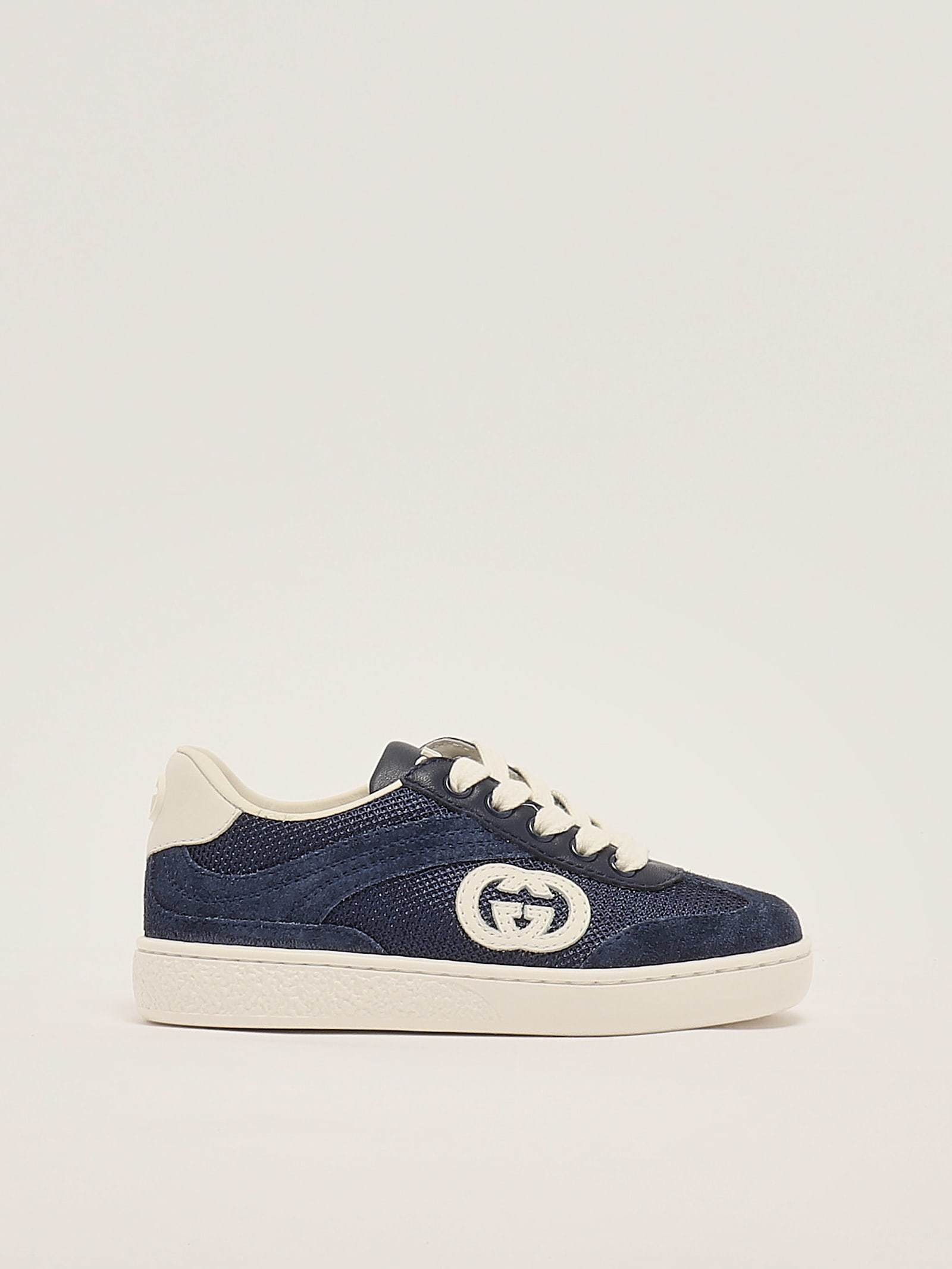 Gucci Interlocking G Suede-trimmed Sneakers In Blu