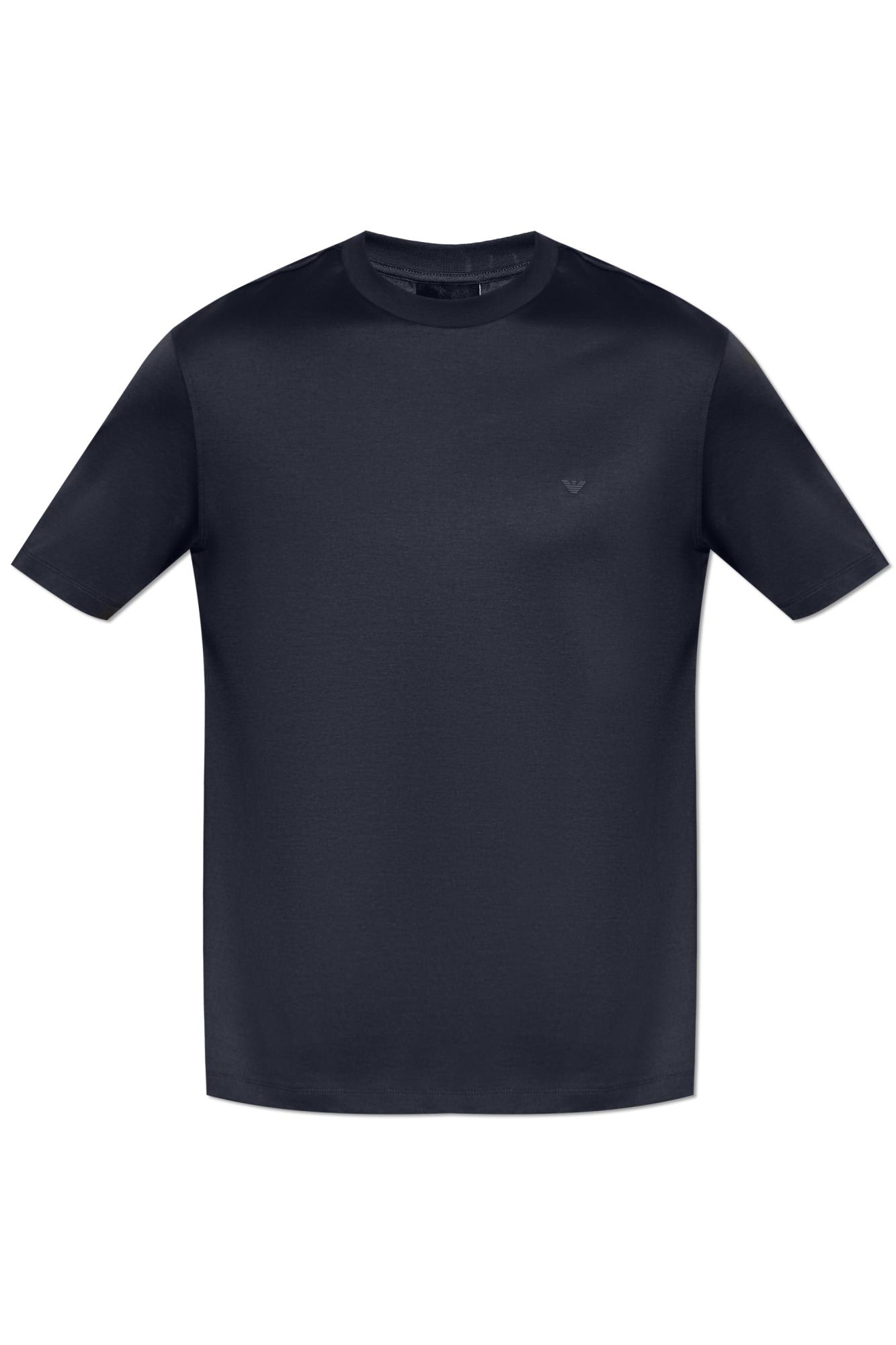 Emporio Armani Logo-embroidered Crew-neck T-shirt In Blue