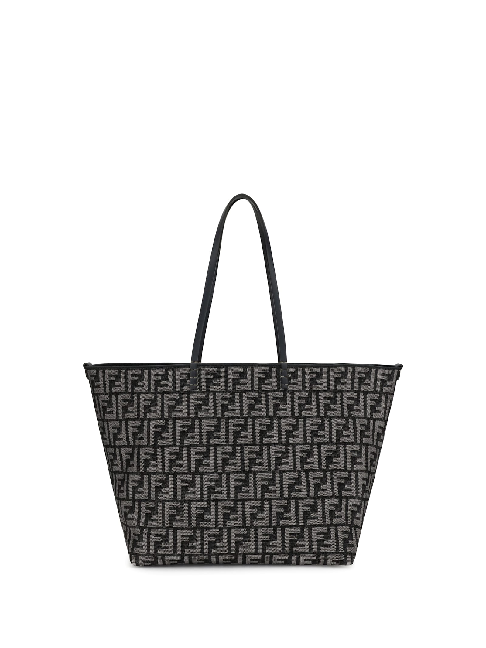 Fendi Women Roll Large Shopper Bag With All-over Ff Motif In Black