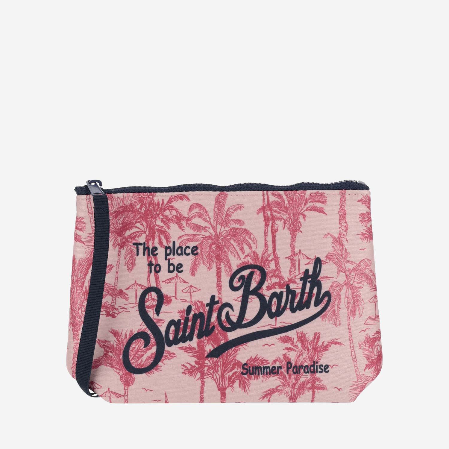 Shop Mc2 Saint Barth Scuba Clutch Bag With Graphic Print In Pink
