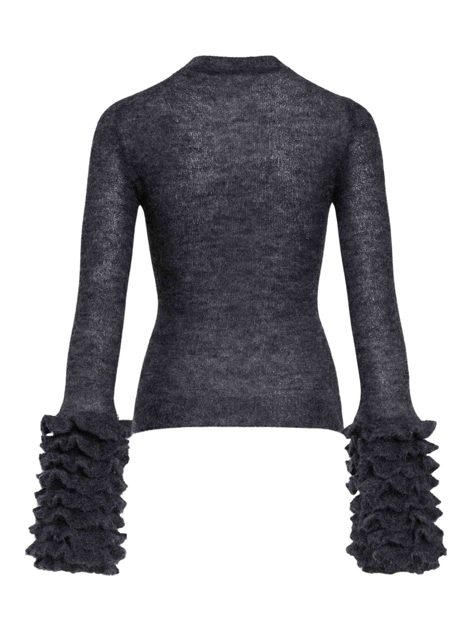 Alaïa Ruffled Sweater In Gray