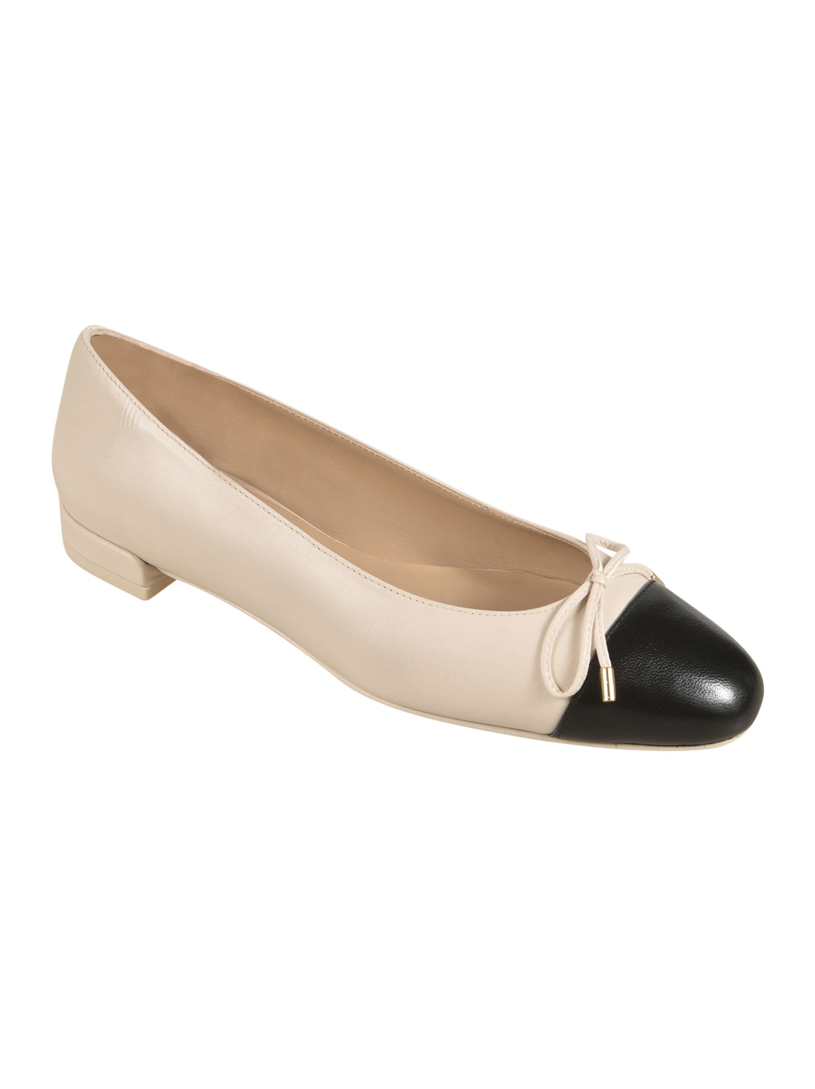 Stuart Weitzman Sleek Bow Detailed Ballet Flats In Black