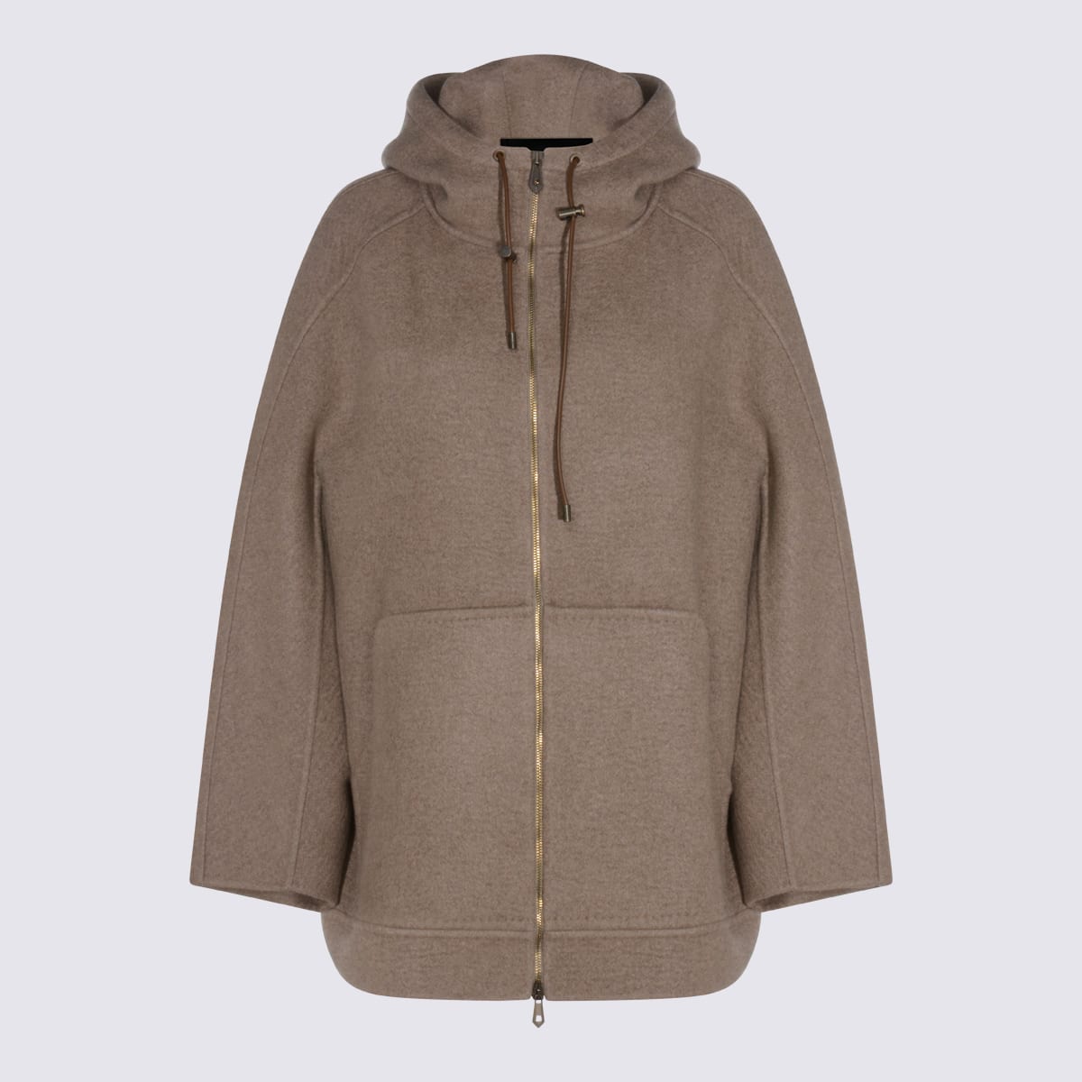 Max Mara Beige Cashmere Gradi Coat In Gray