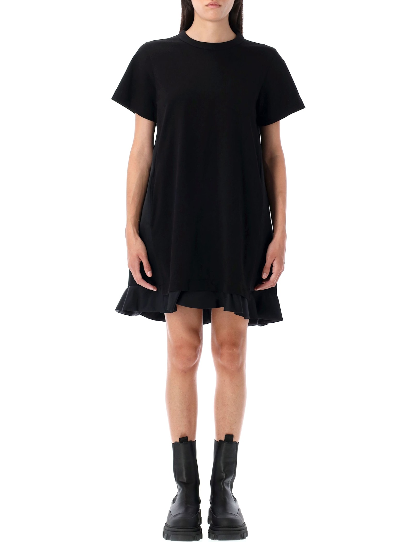 Sacai T-shirt Dress In Black