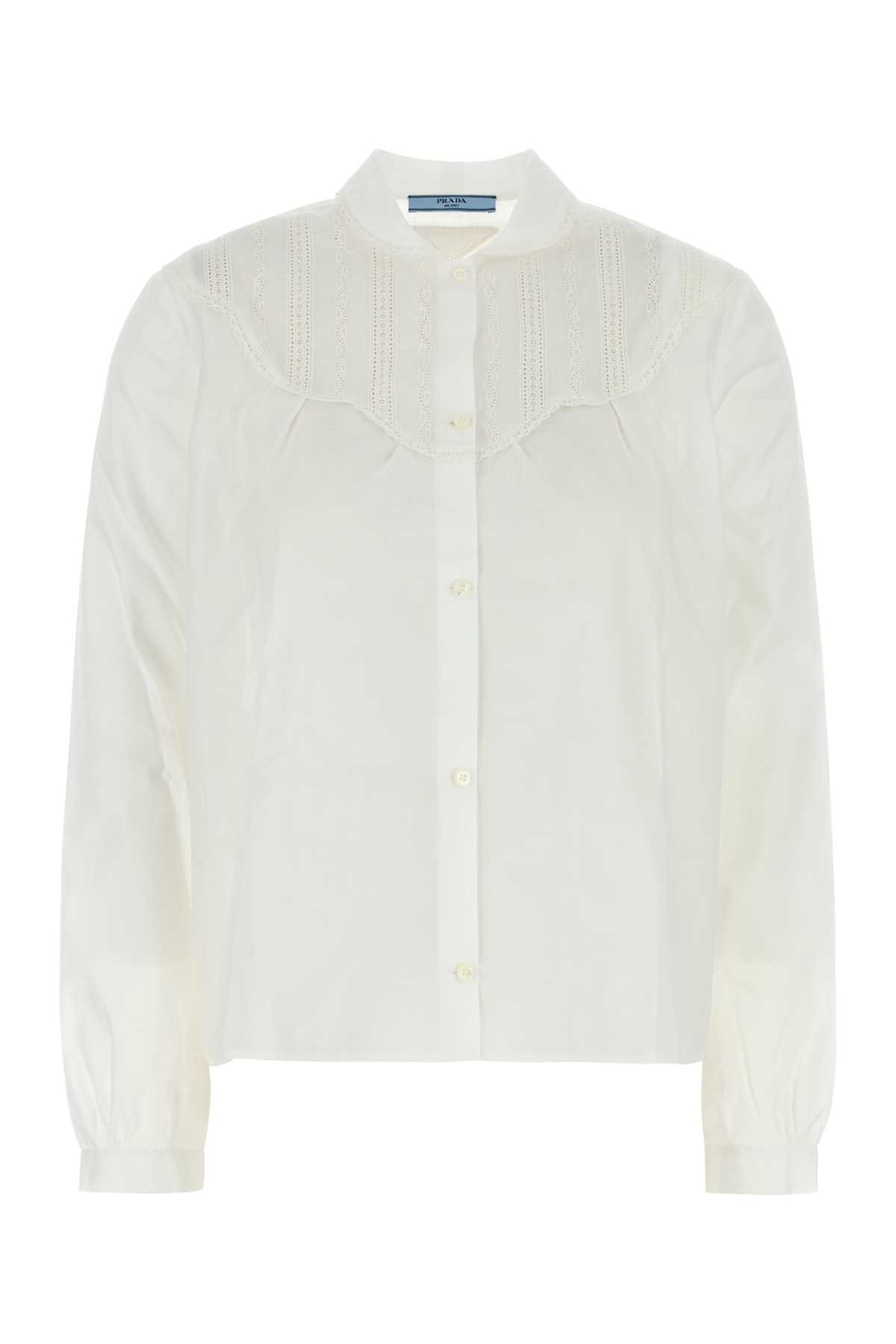 Prada Batista Embroidered Blouse In White
