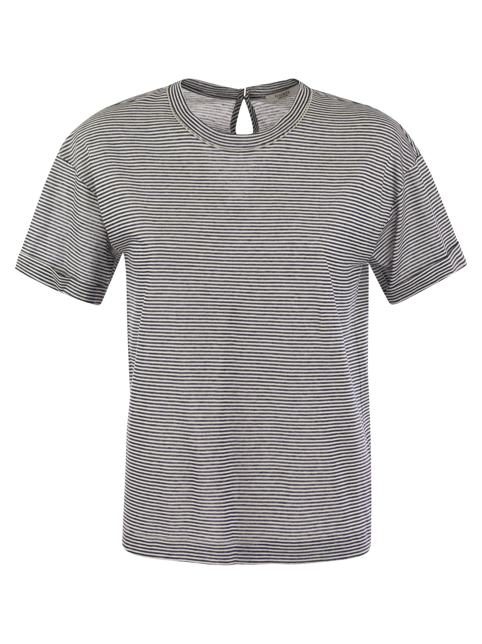 Shop Peserico Lightweight Striped Jersey T-shirt And Punto Luce In White/blue