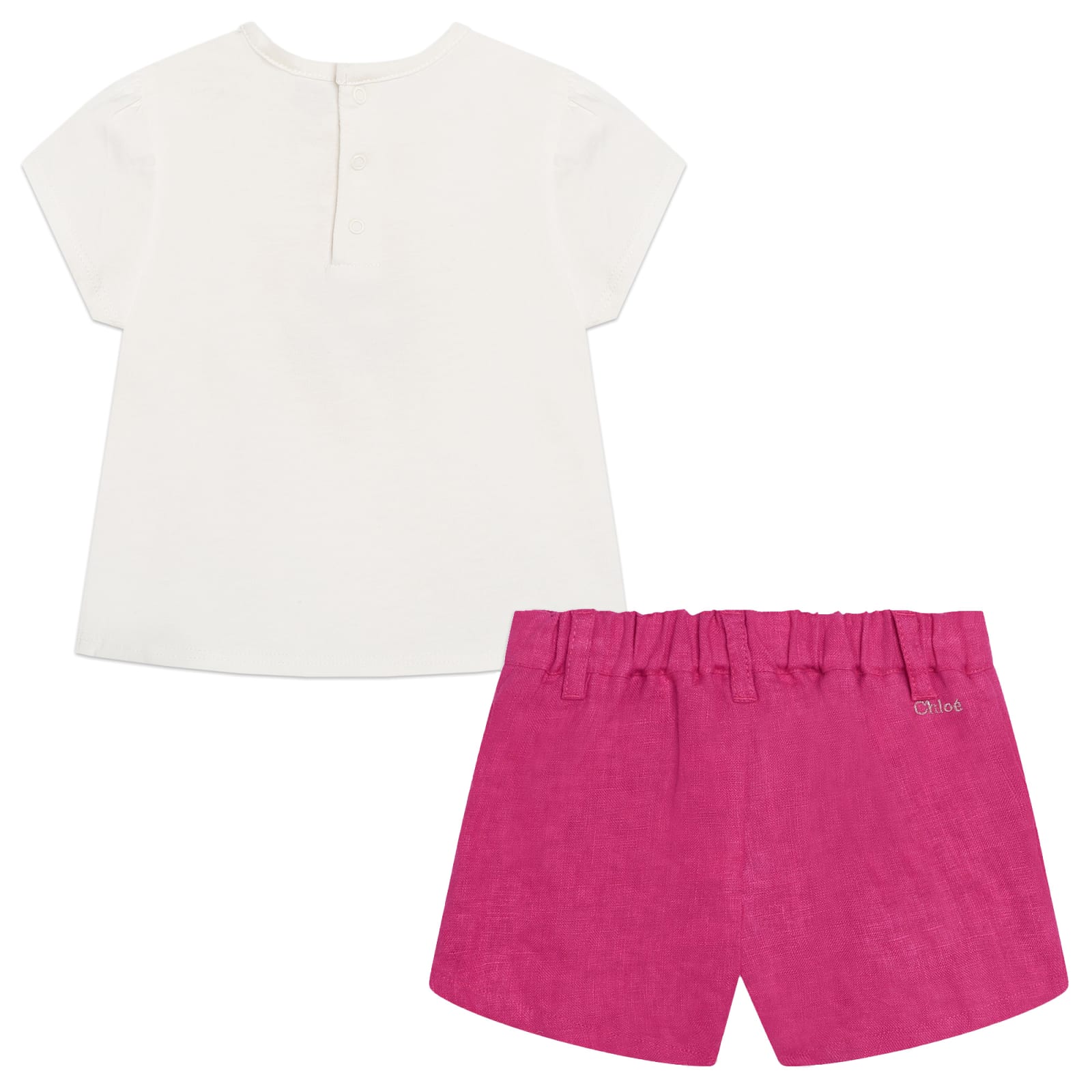 Shop Chloé Shorts Set With Print In Bianco