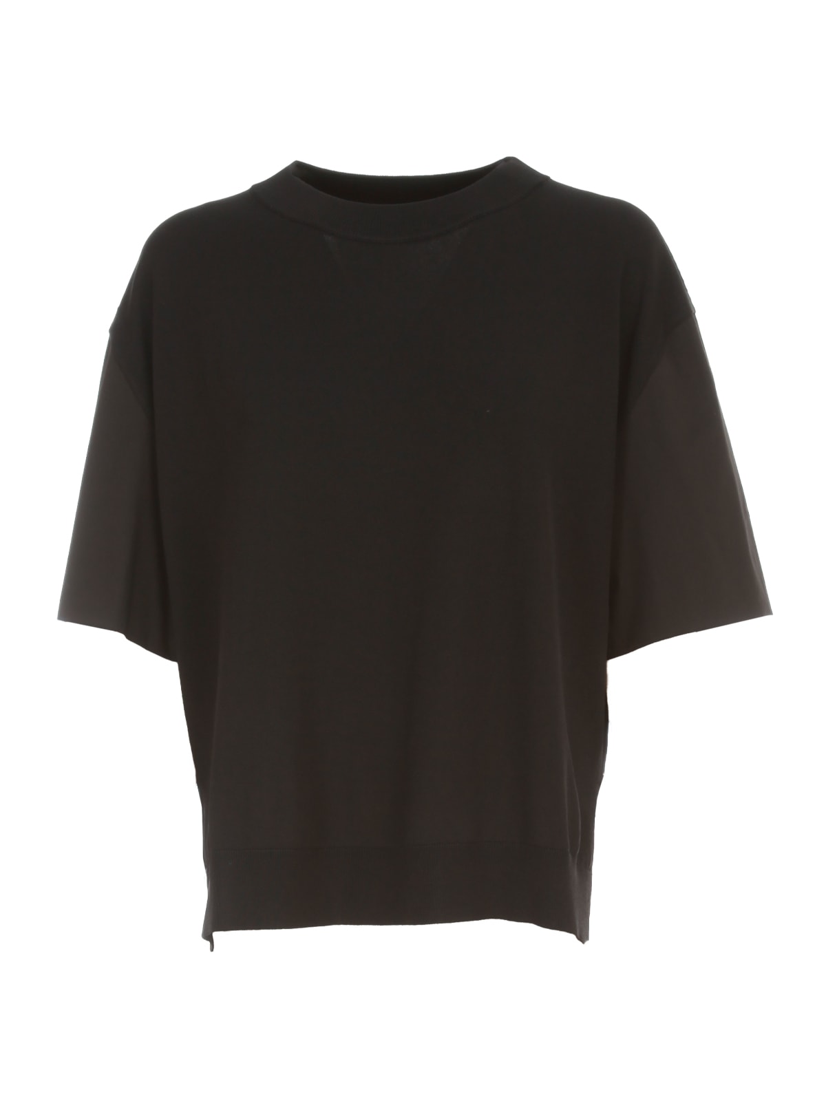 Liviana Conti Viscose Sweater S/s Crew Neck W/popeline