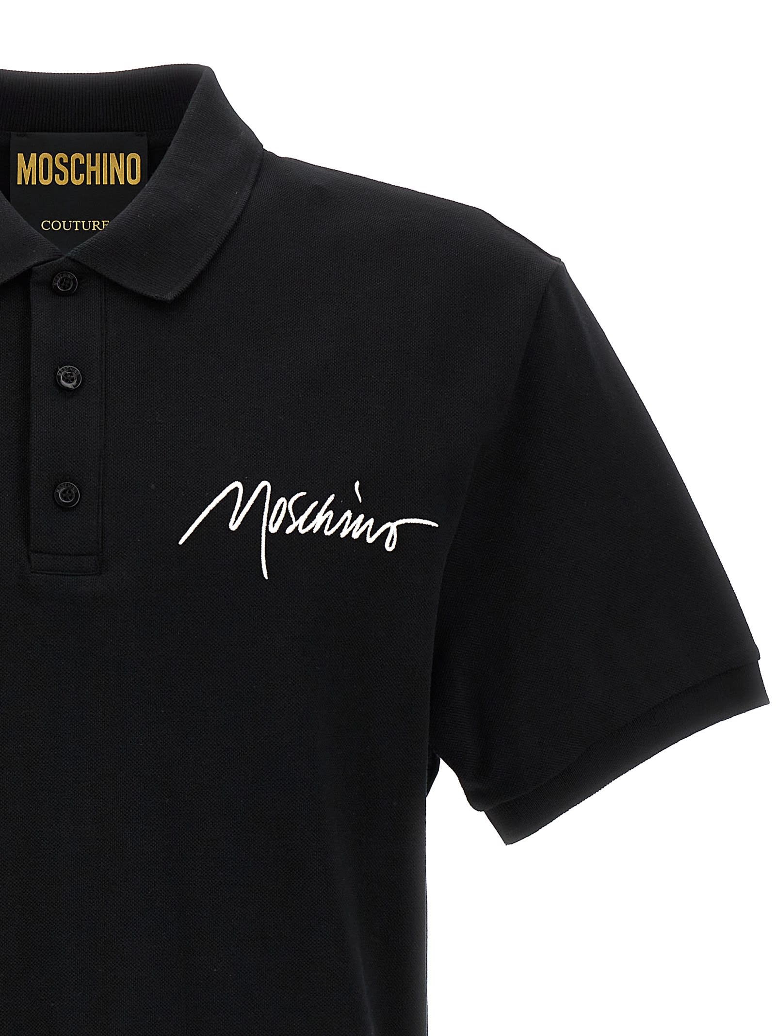 Shop Moschino Logo Embroidery Polo Shirt In 1555