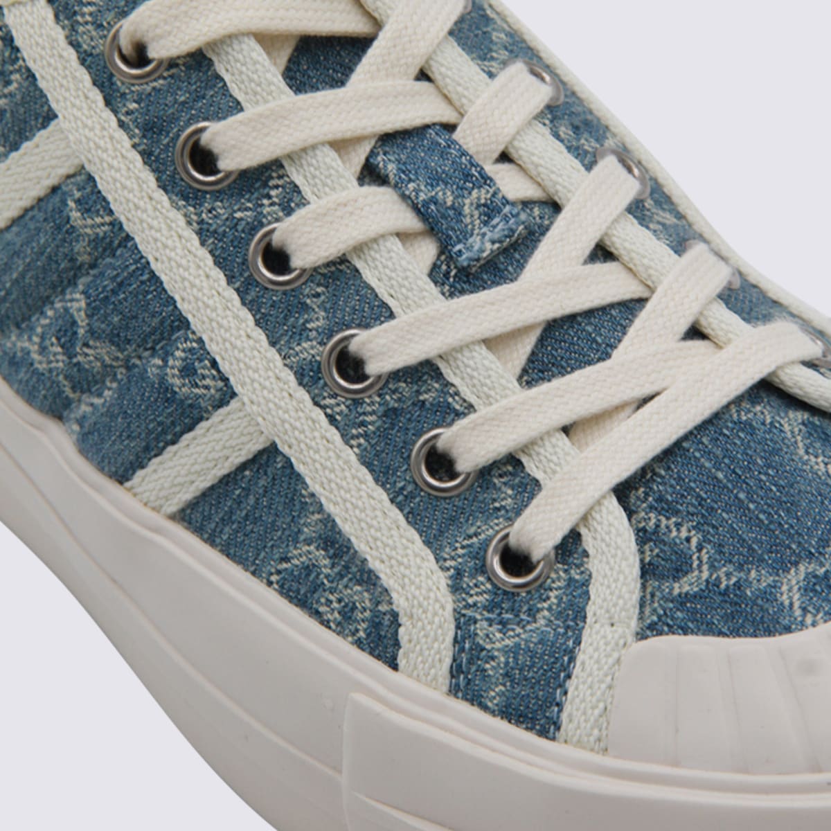 Gucci Blue And White Leather Sneakers In Multi