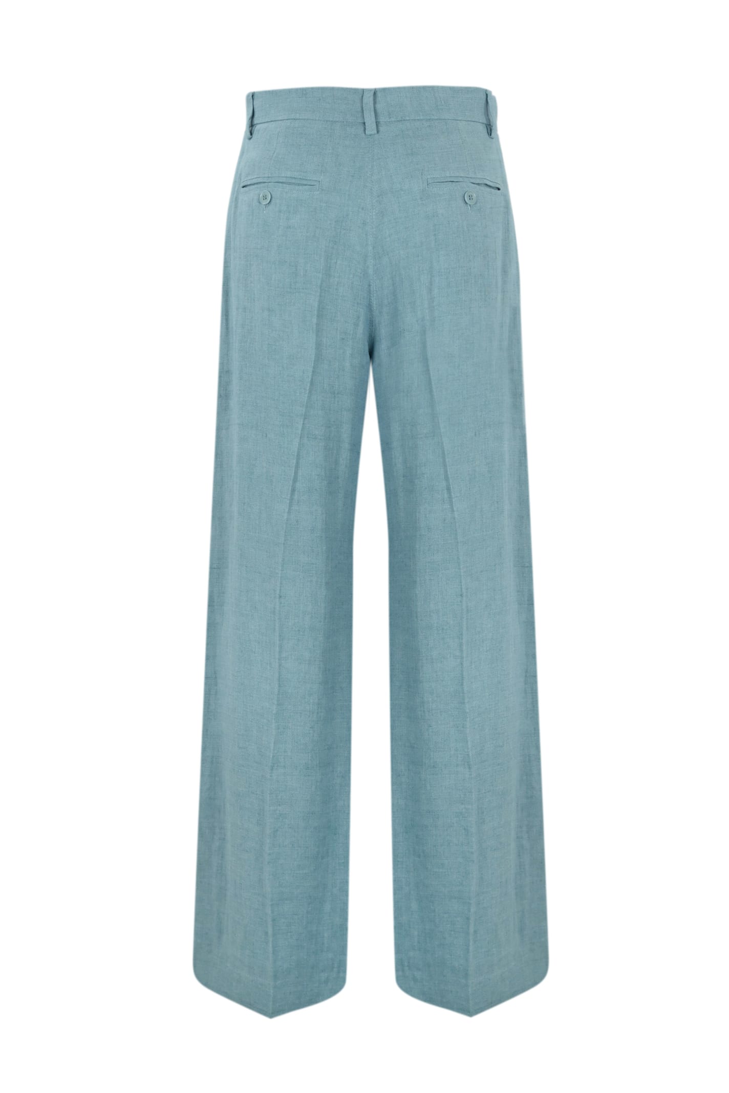Shop Weekend Max Mara Malizia Linen Canvas Trousers In Light Blue