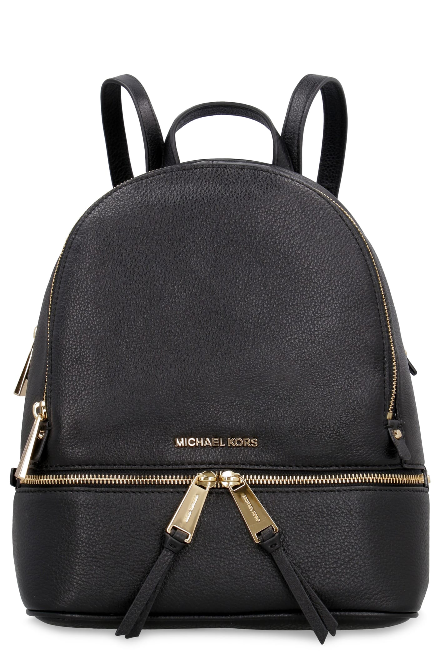 Shop Michael Michael Kors Rhea Leather Medium Backpack In Black