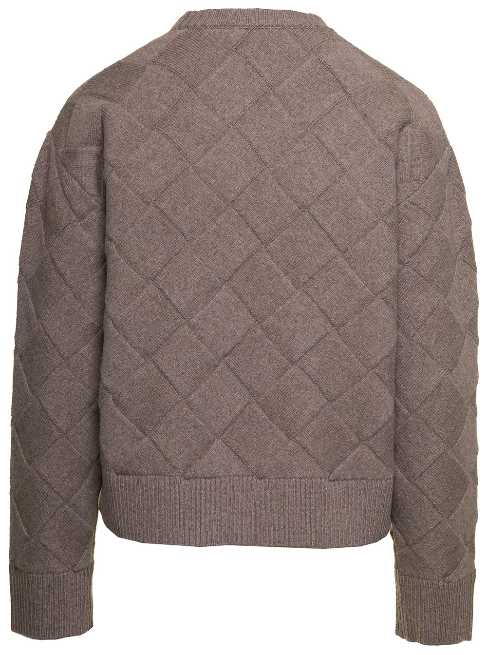 Shop Bottega Veneta Grey Knitted Sweater With 3d Twist In Wool Woman