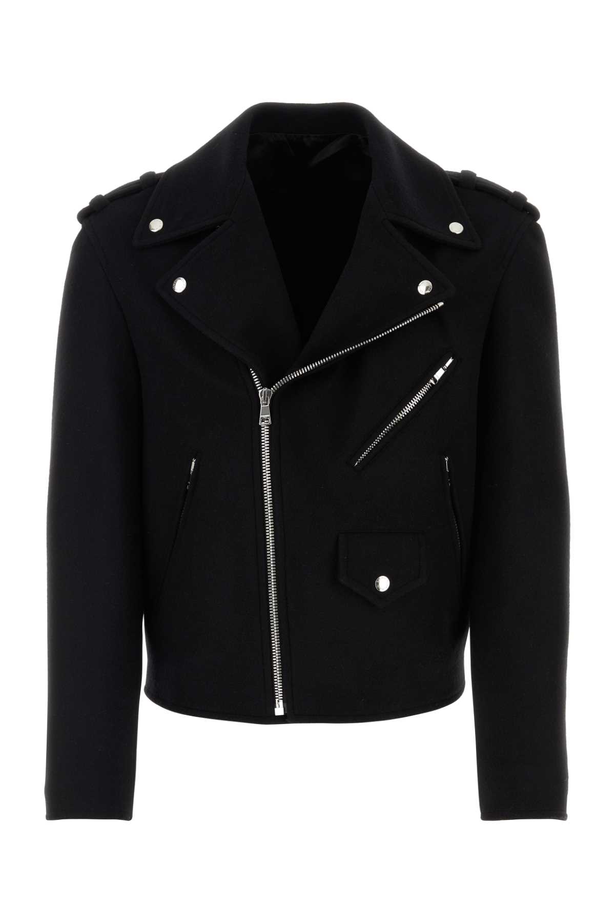 Shop Balmain Black Felt Jacket In Noir