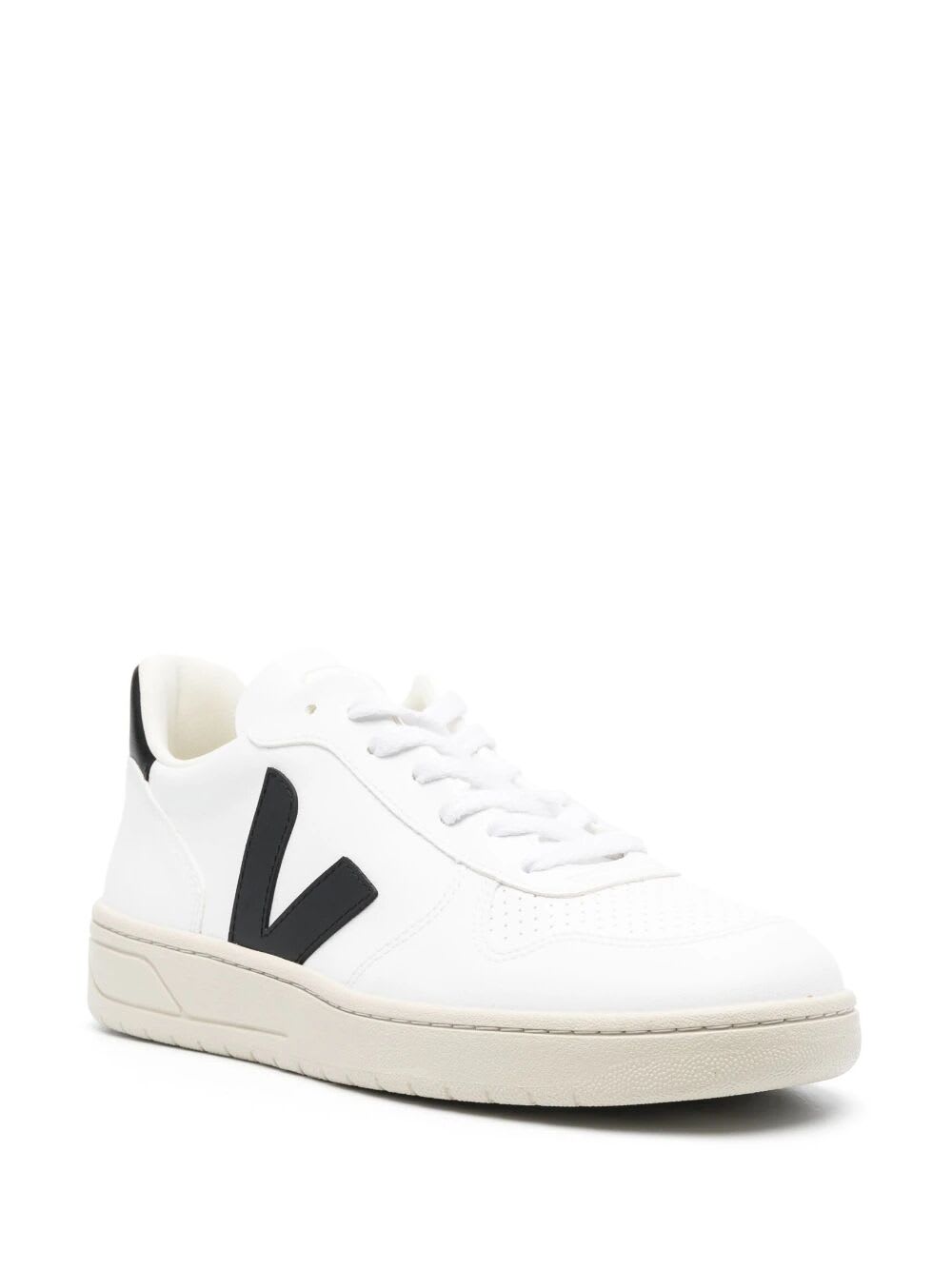 Shop Veja V-10 Sneakers In White Black