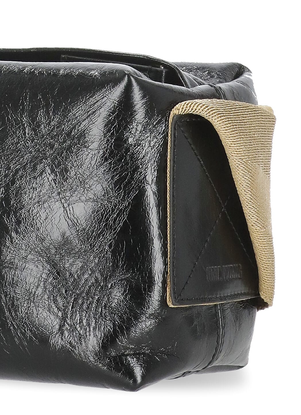 Uma Wang Textured Leather Shoulder Bag With Adjustable Strap In Black