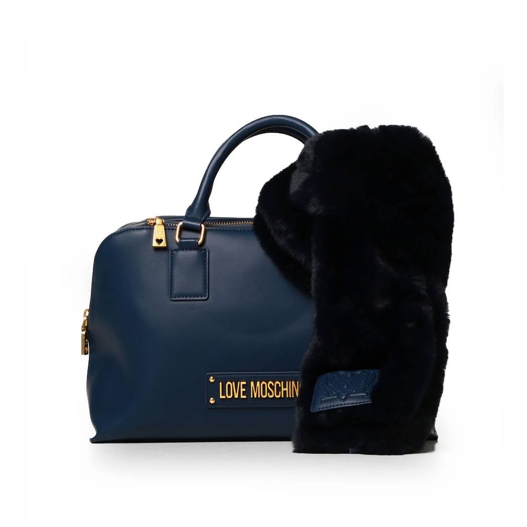 Love Moschino Navy Blue Handbag With Scarf