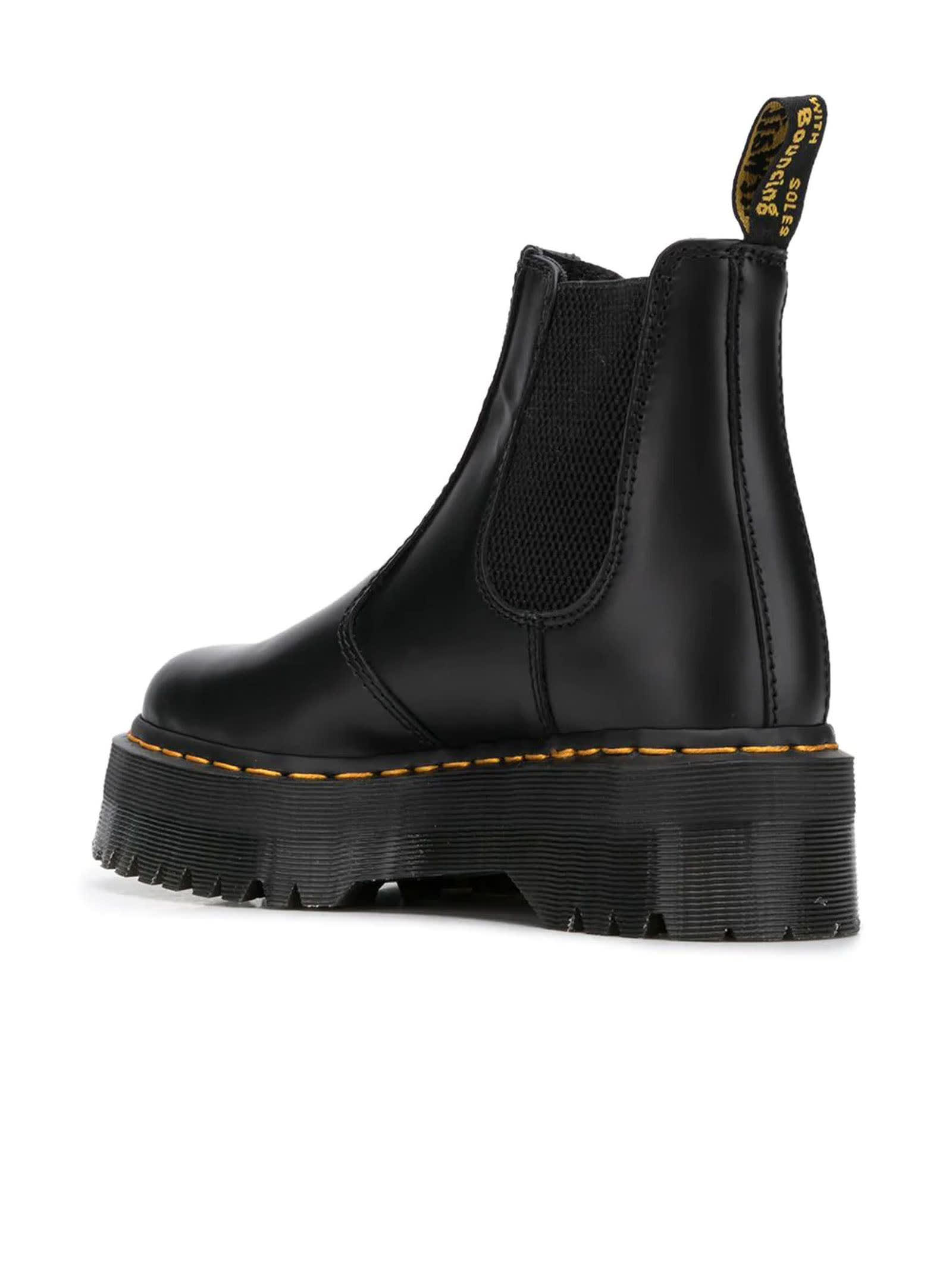 Shop Dr. Martens' Chelsea 2976 Black Leather Boots In Black Polished Smooth
