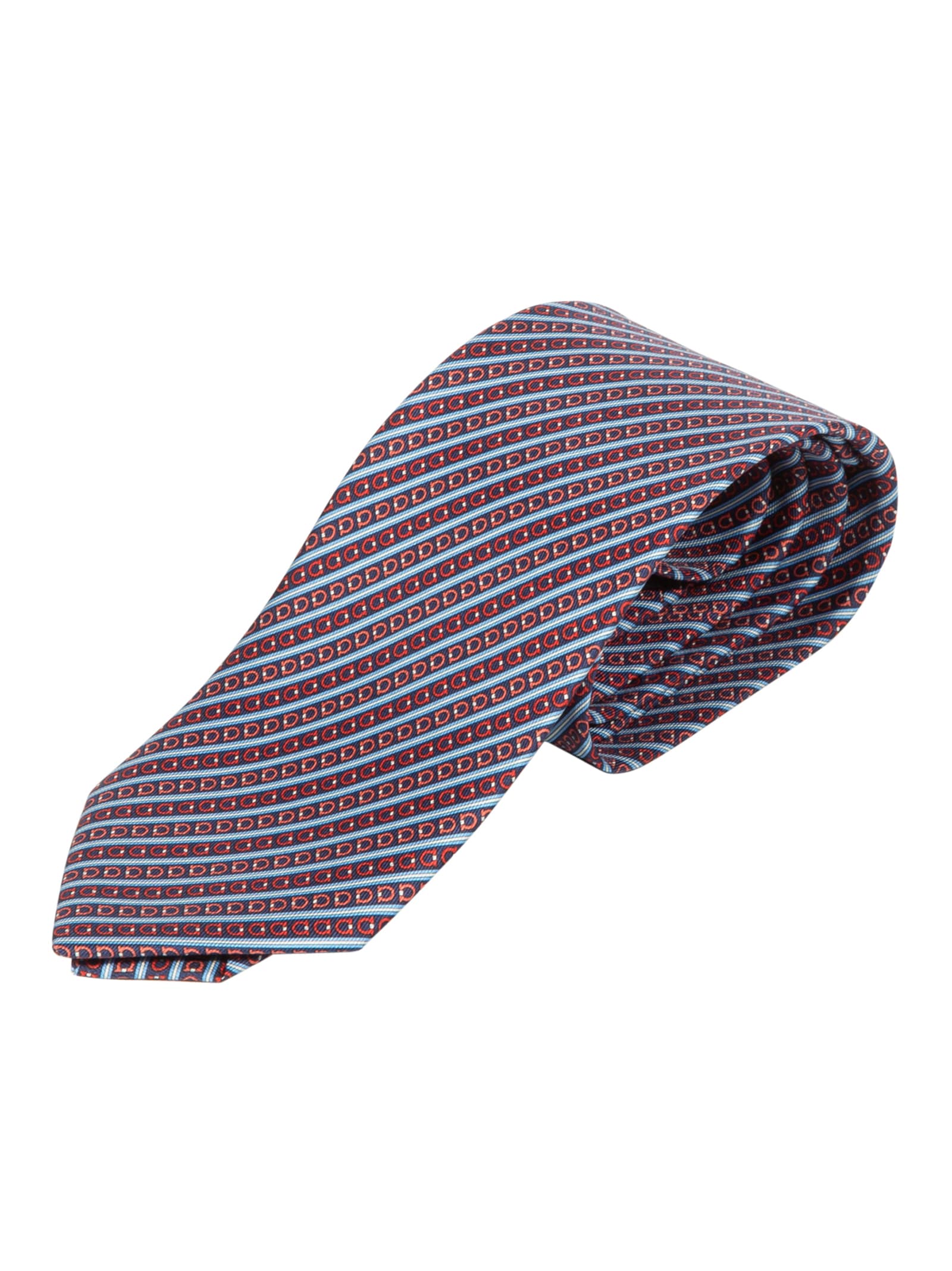 Salvatore Ferragamo Slant Stripe Print Neck Tie