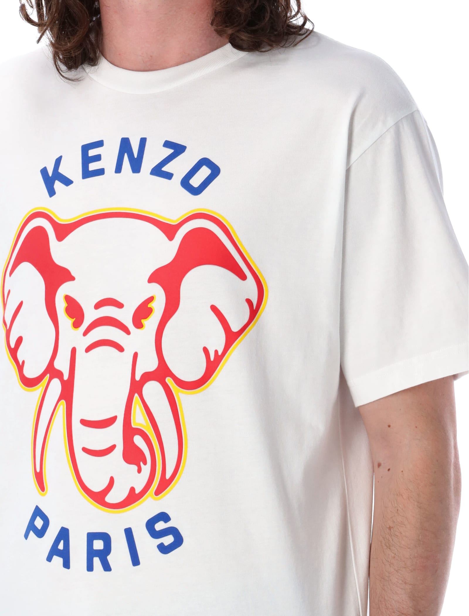 Shop Kenzo Elephant T- Shirt In Off White