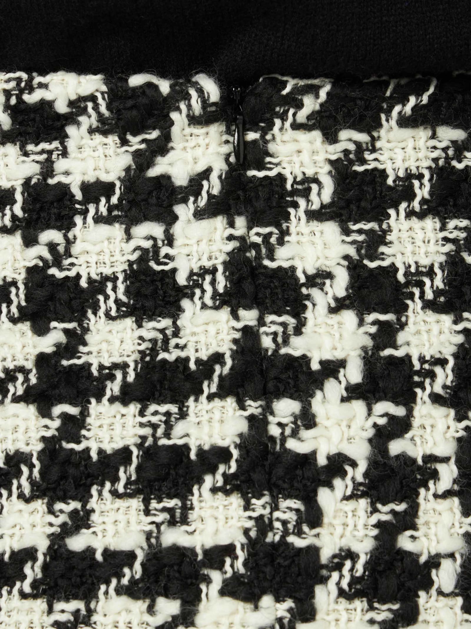 Mc2 Saint Barth Woman Wooly Skirt With Pied De Poule Print In Black