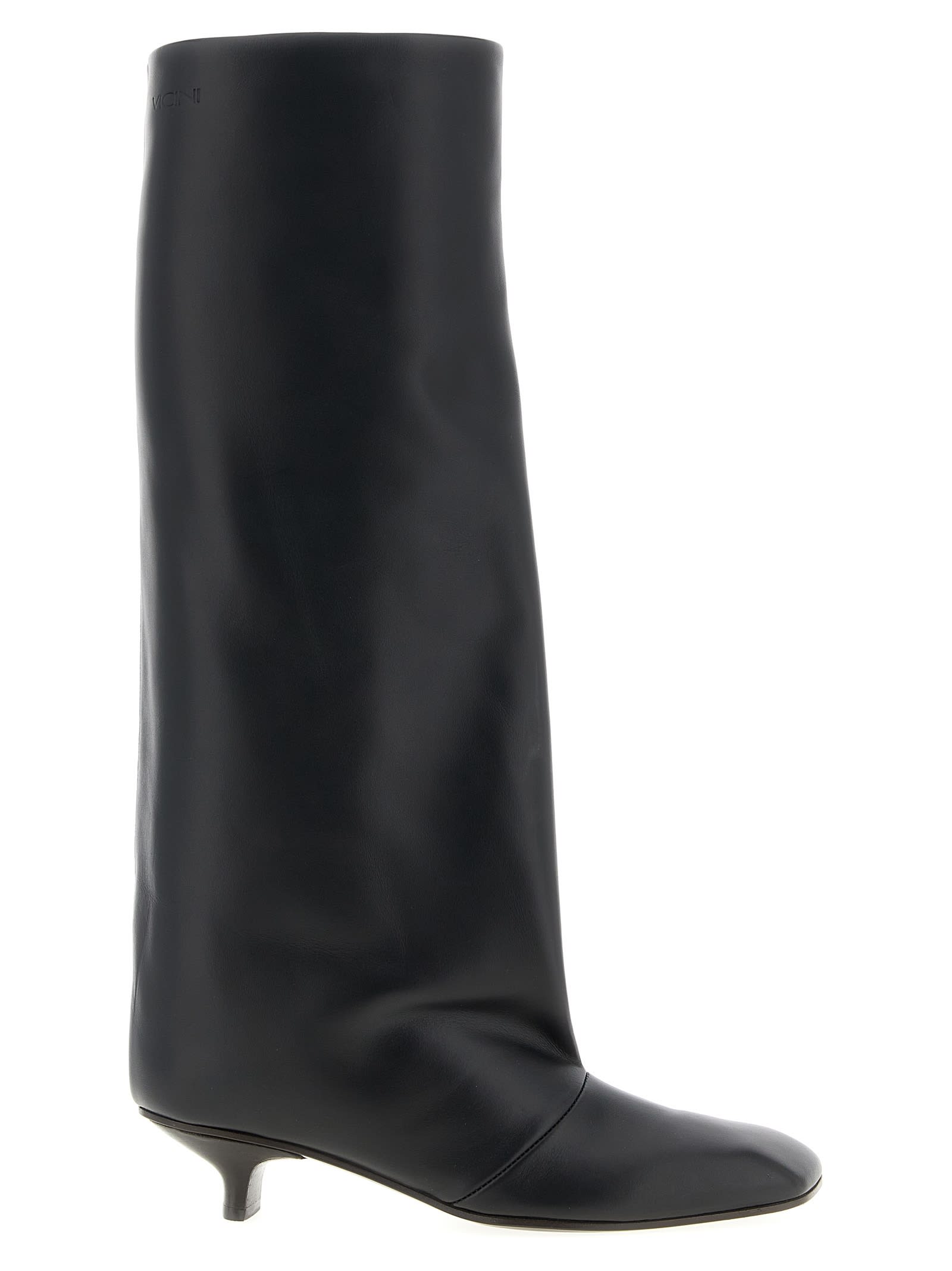 Vicini Cizin 30 Low Heels Boots In Black Leather In Black