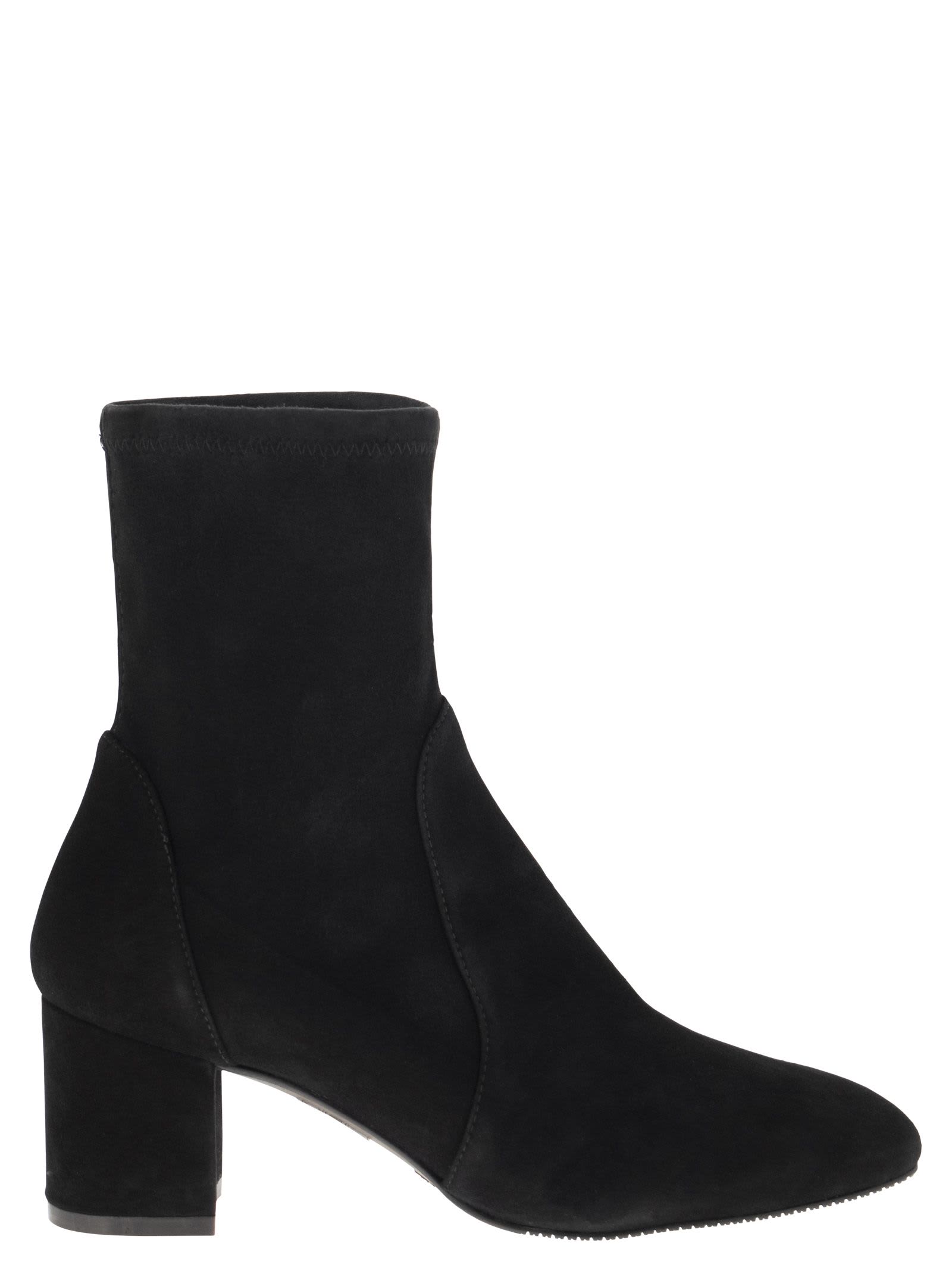 Stuart Weitzman Yuliana 60 Suede Leather Ankle Boot In Black