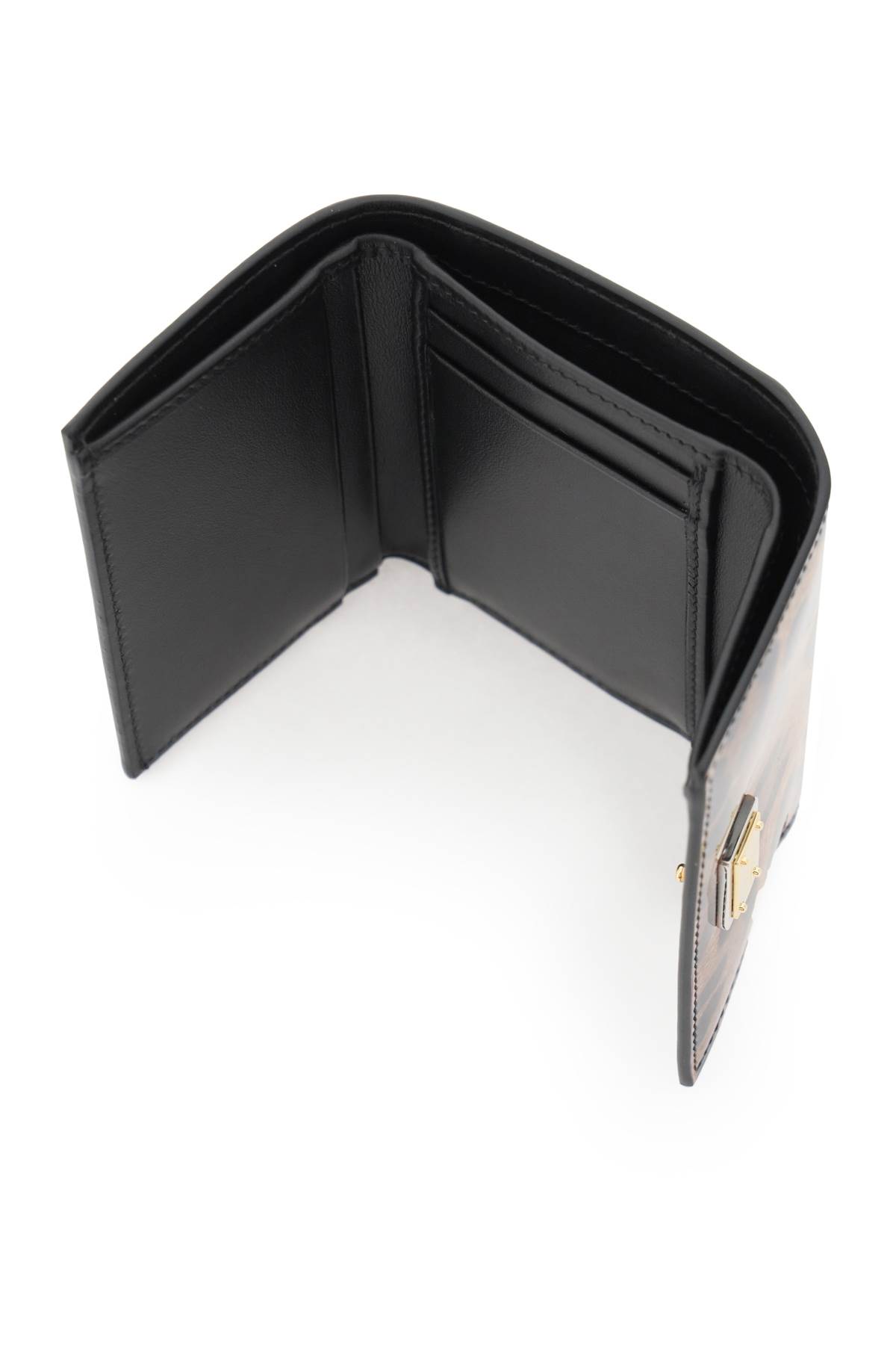 Dolce & Gabbana Logo Plaque Snap Button Wallet In Beige