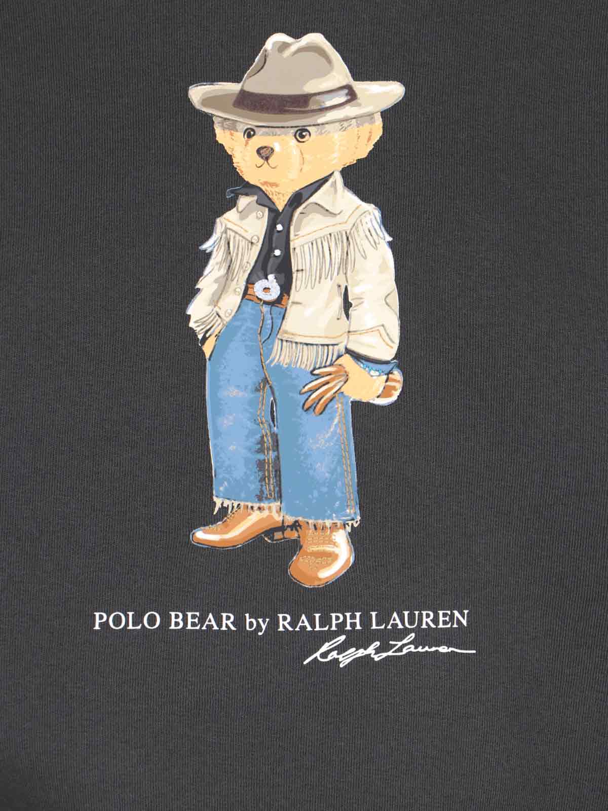 Shop Polo Ralph Lauren Polo Bear Print Crewneck Sweatshirt  In Black