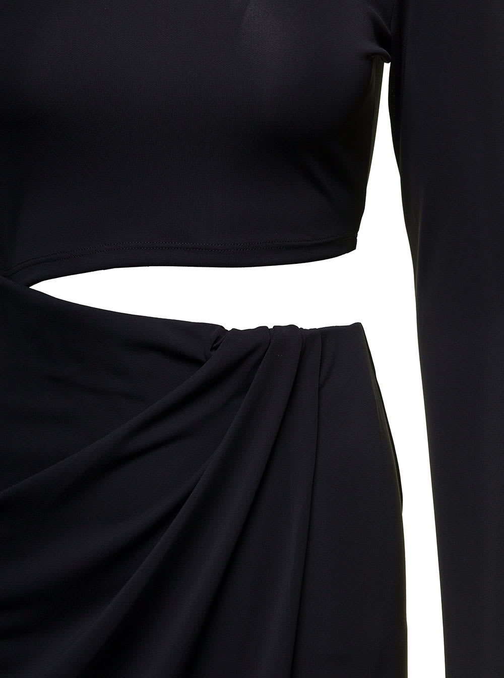 Shop The Andamane Black Asymmetric Cut-out Minidress In Polyester Woman