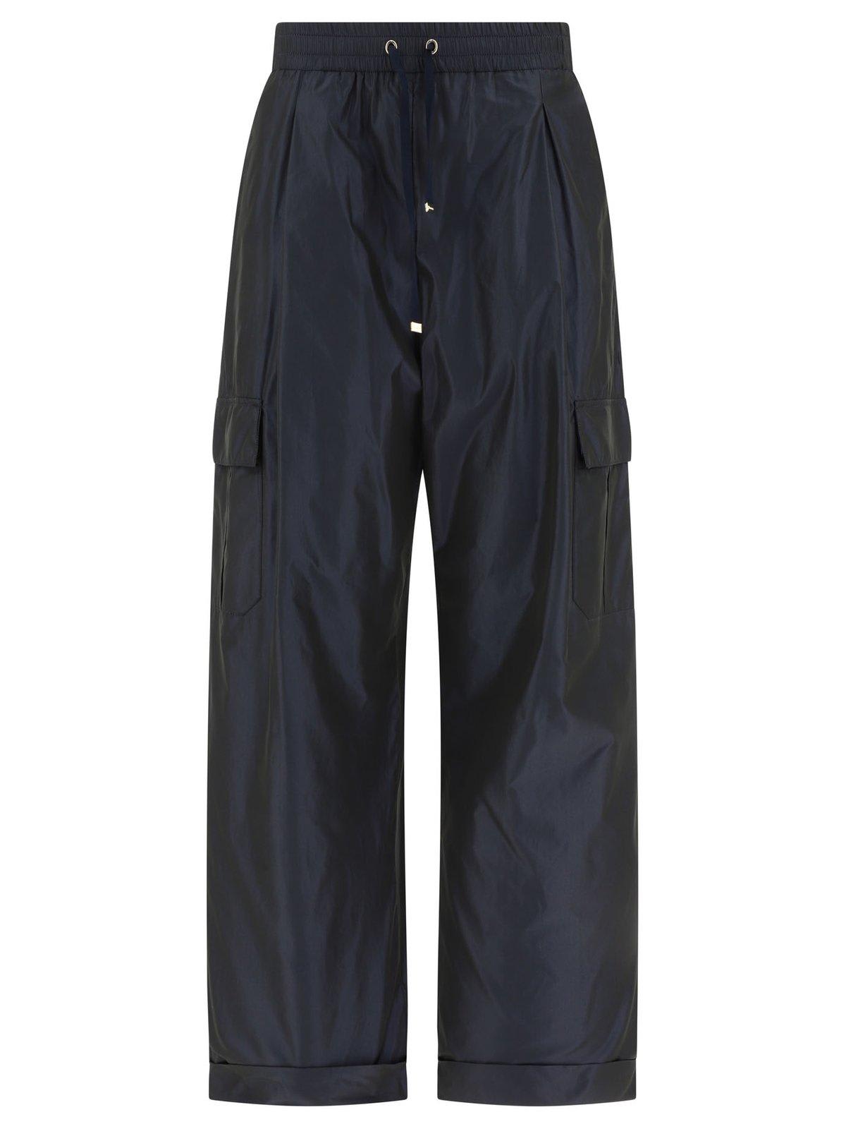 Drawstring Wide Leg Cargo Trousers